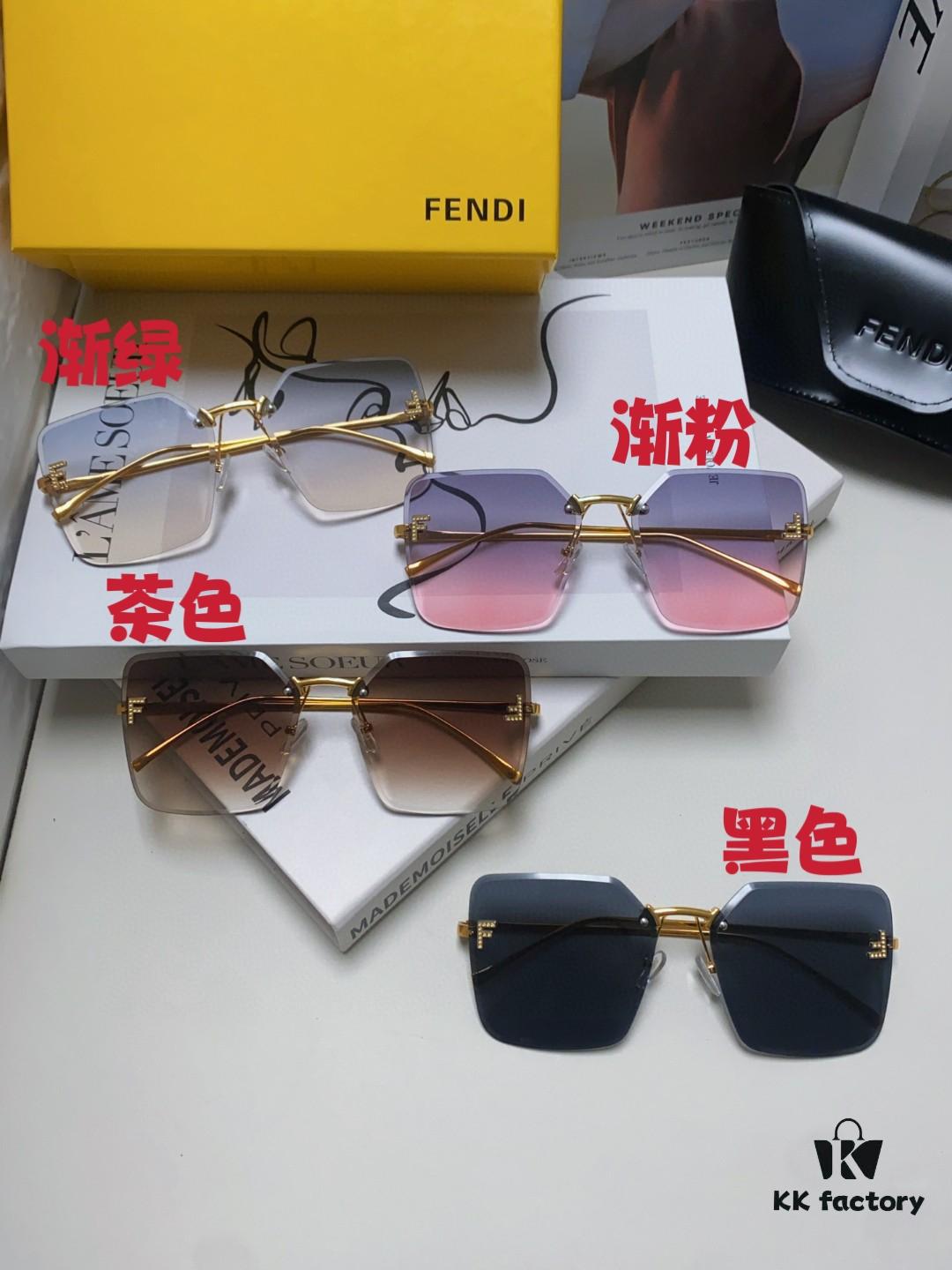 6931fcde3a89a121ed54d417 Fendi 2024 New Arrival Exquisite F Diamond Metal Square Frameless Sunglasses Unisex UV Protection Shades FE4082US