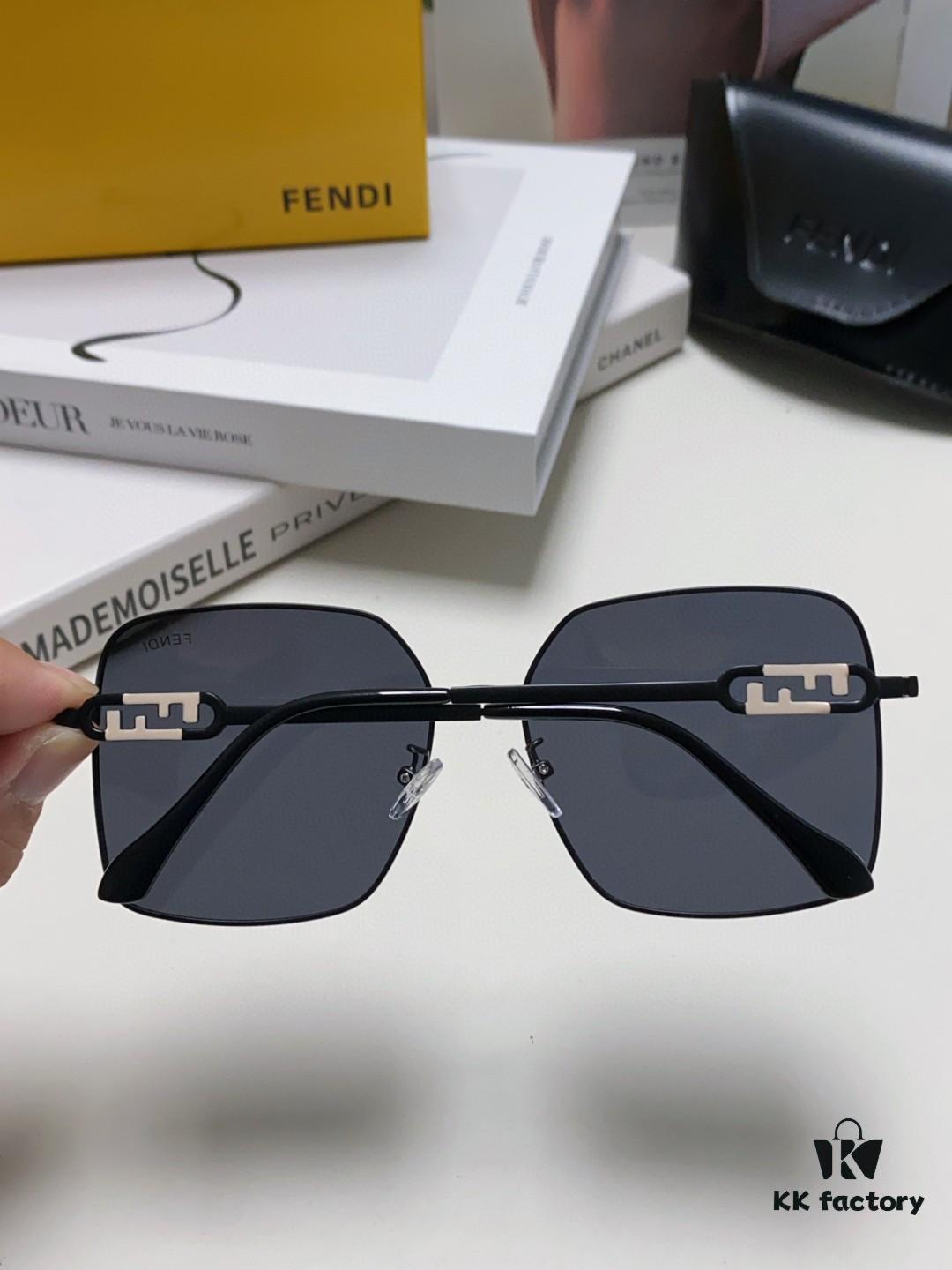 6931fce33a89a121ed54d45e Fendi 2024 New Large Round Oversized Metal Sunglasses for Women, Slimming Polarized UV Protection Sun Glasses