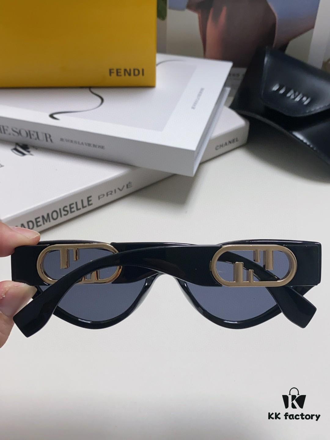 6931fce53a89a121ed54d47b Fendi Cat-Eye Sunglasses for Women, Fashion Metal Logo Design, High-End Stylish and Versatile Sun Glasses