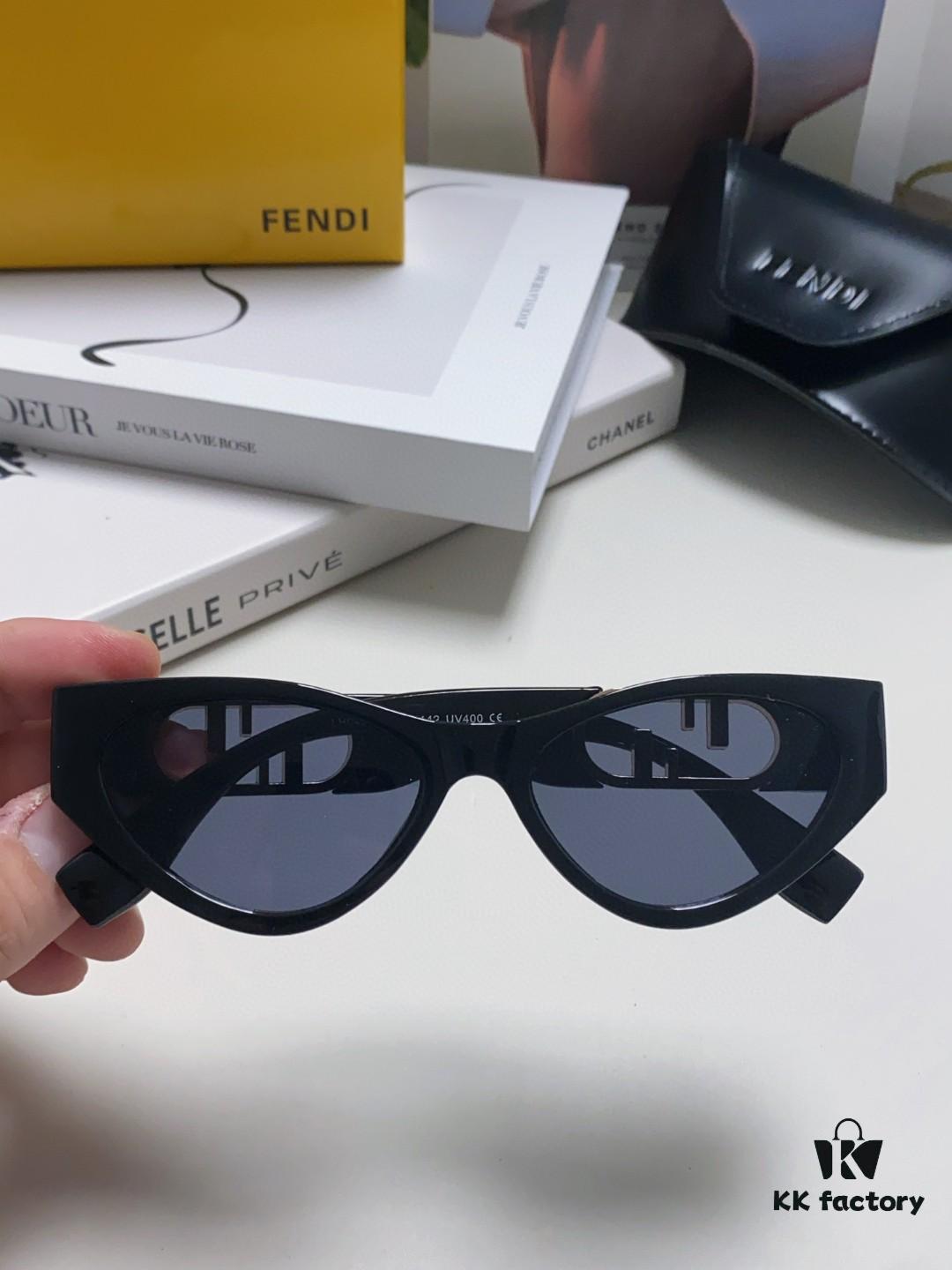 6931fcfb3a89a121ed54d59f Fendi Cat-Eye Sunglasses for Women, Fashionable Metal Logo Design, High-End Stylish and Versatile Sunglasses