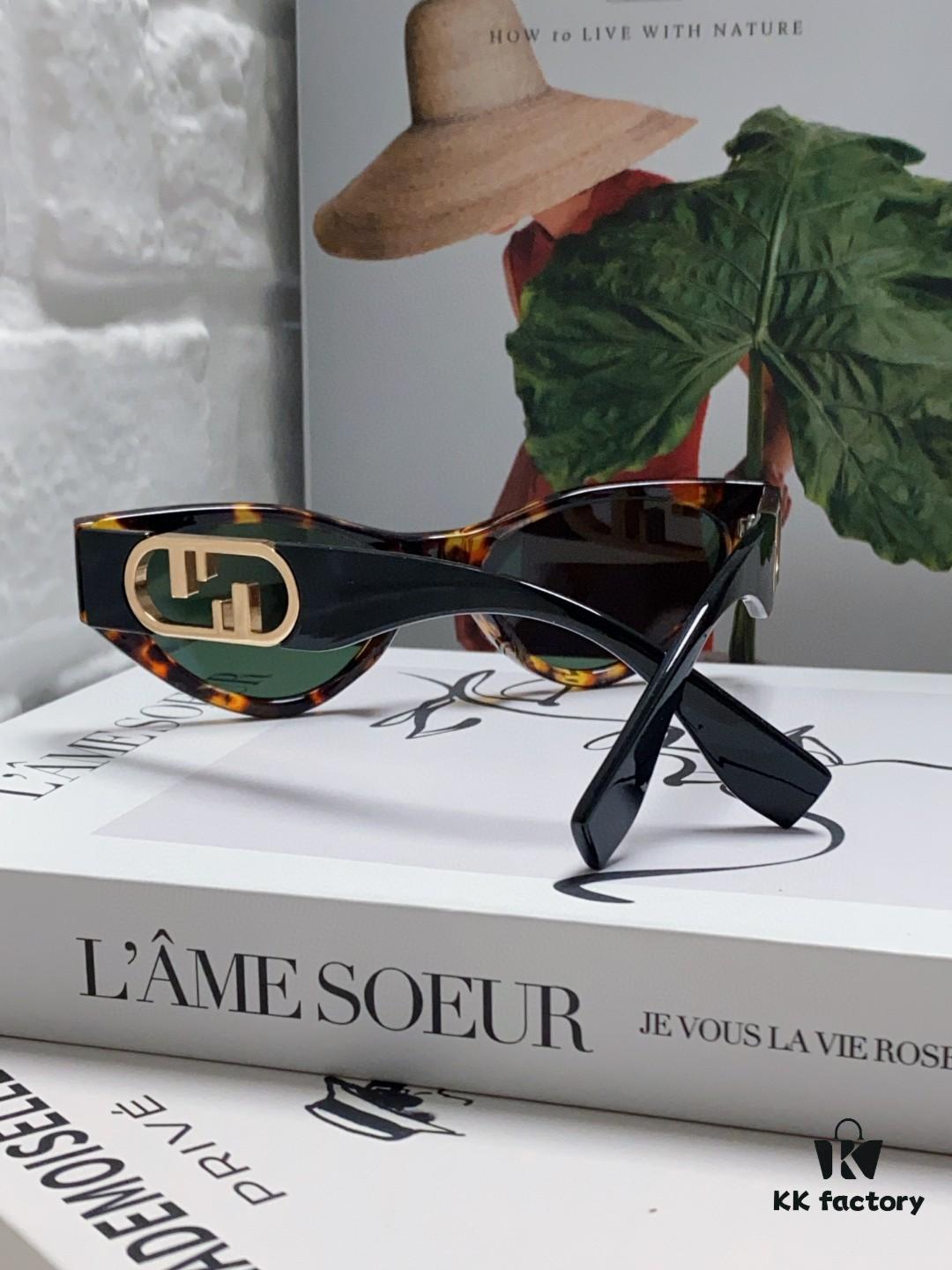 6931fcfb3a89a121ed54d5a8 Fendi Cat-Eye Sunglasses for Women, Fashionable Metal Logo Designer Shades, High-End Stylish and Versatile Sunglasses