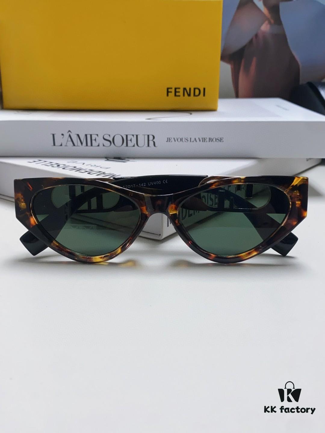 6931fcfc3a89a121ed54d5ac Fendi Cat-Eye Sunglasses for Women, Fashionable Metal Logo Designer Shades, High-End Stylish and Versatile Sunglasses