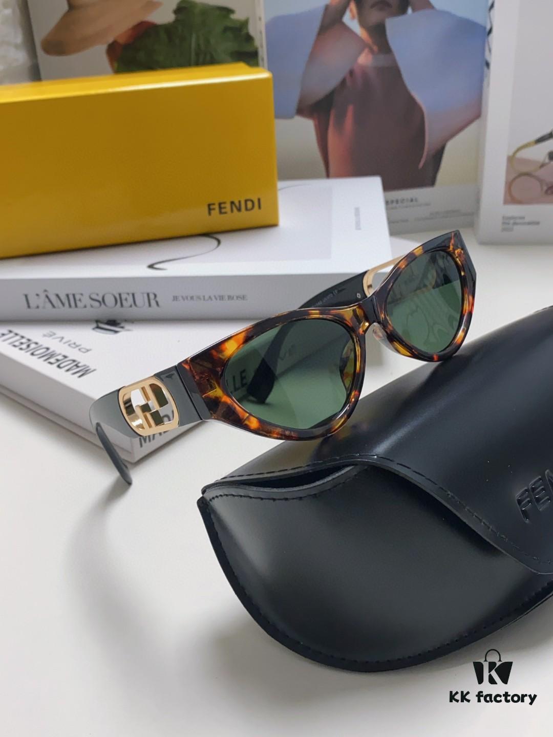 6931fcfc3a89a121ed54d5ad Fendi Cat-Eye Sunglasses for Women, Fashionable Metal Logo Designer Shades, High-End Stylish and Versatile Sunglasses