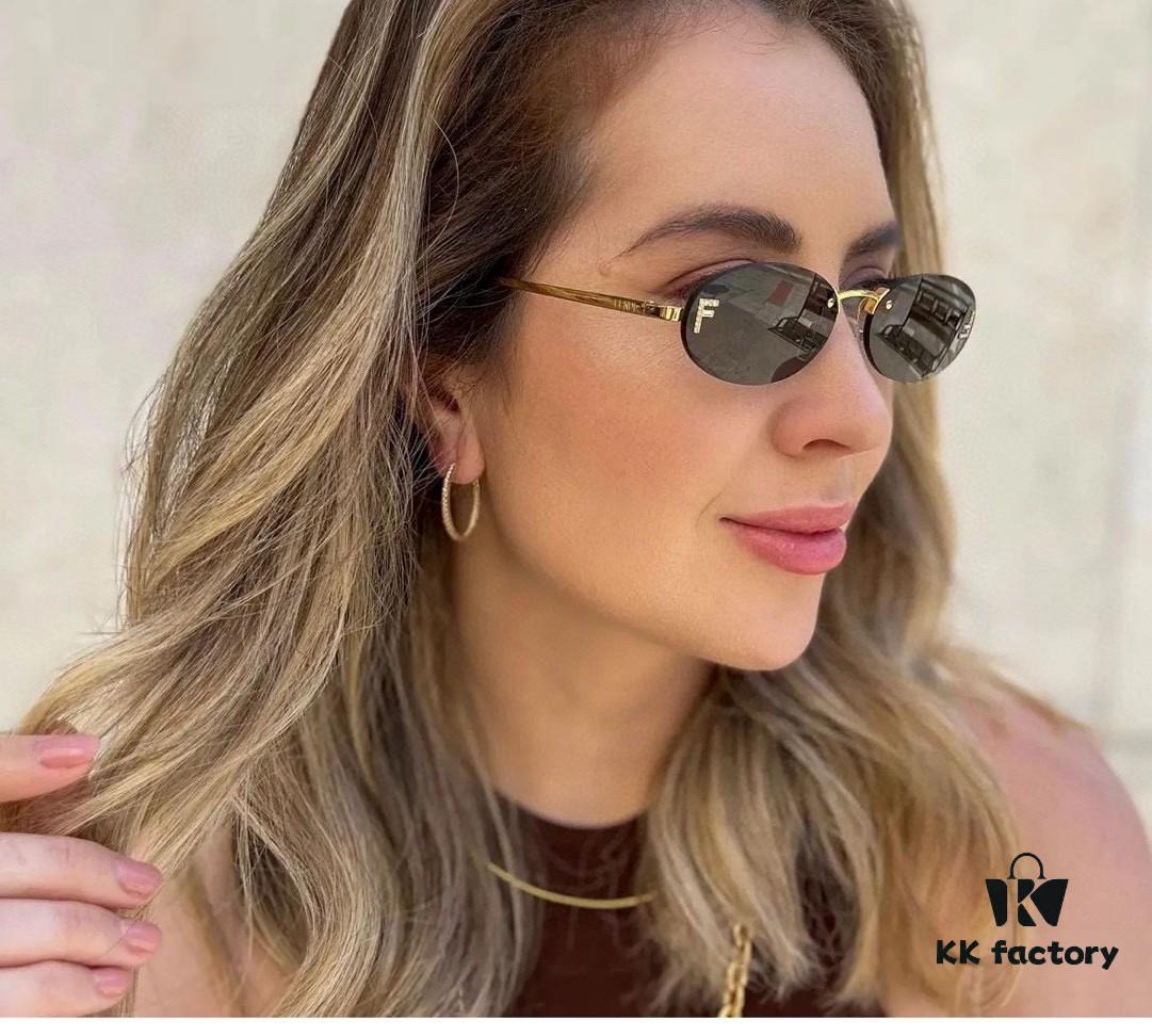 6931fd033a89a121ed54d614 Fendi 2024 New Arrival Metal Frameless Oval Sunglasses for Women, Fashionable and Stylish Unisex UV-Protective Eyewear