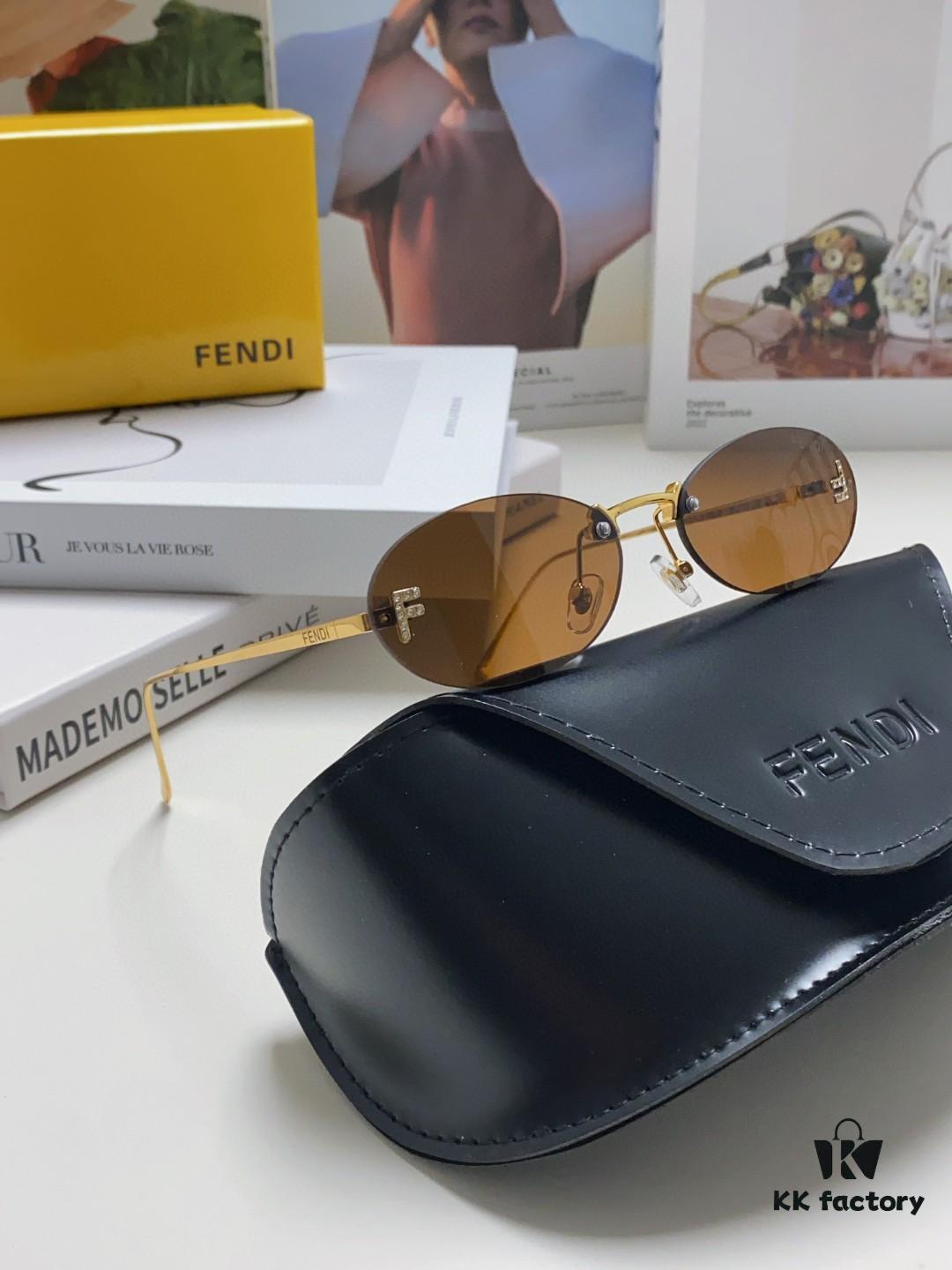 6931fd053a89a121ed54d628 Fendi 2024 New Arrival Metal Frameless Oval Sunglasses for Women, Stylish and Unique Unisex UV Protection Sunglasses