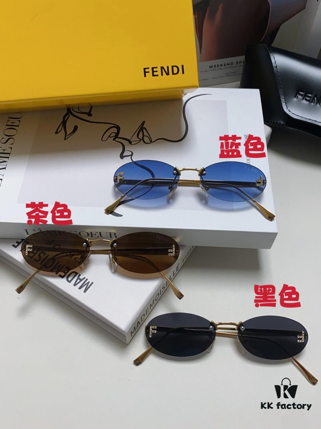 6931fd053a89a121ed54d62a Fendi 2024 New Arrival Metal Frameless Oval Sunglasses for Women, Stylish and Unique Unisex UV Protection Sunglasses