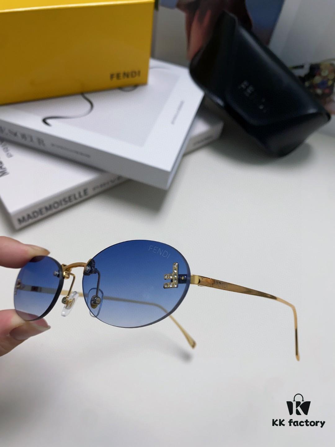 6931fd053a89a121ed54d632 Fendi 2024 New Arrival Metal Frameless Oval Sunglasses for Women, Stylish and Unique UV-Protective Shades Unisex Sun Glasses