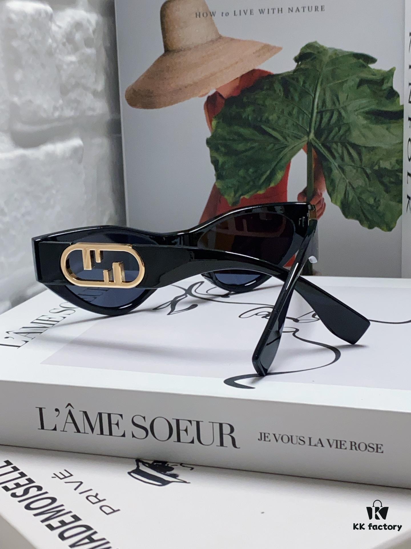 6931fd103a89a121ed54d6b2 Fendi Cat-Eye Sunglasses for Women, Fashionable Metal Logo Designer Shades, High-End Stylish and Versatile Sunglasses