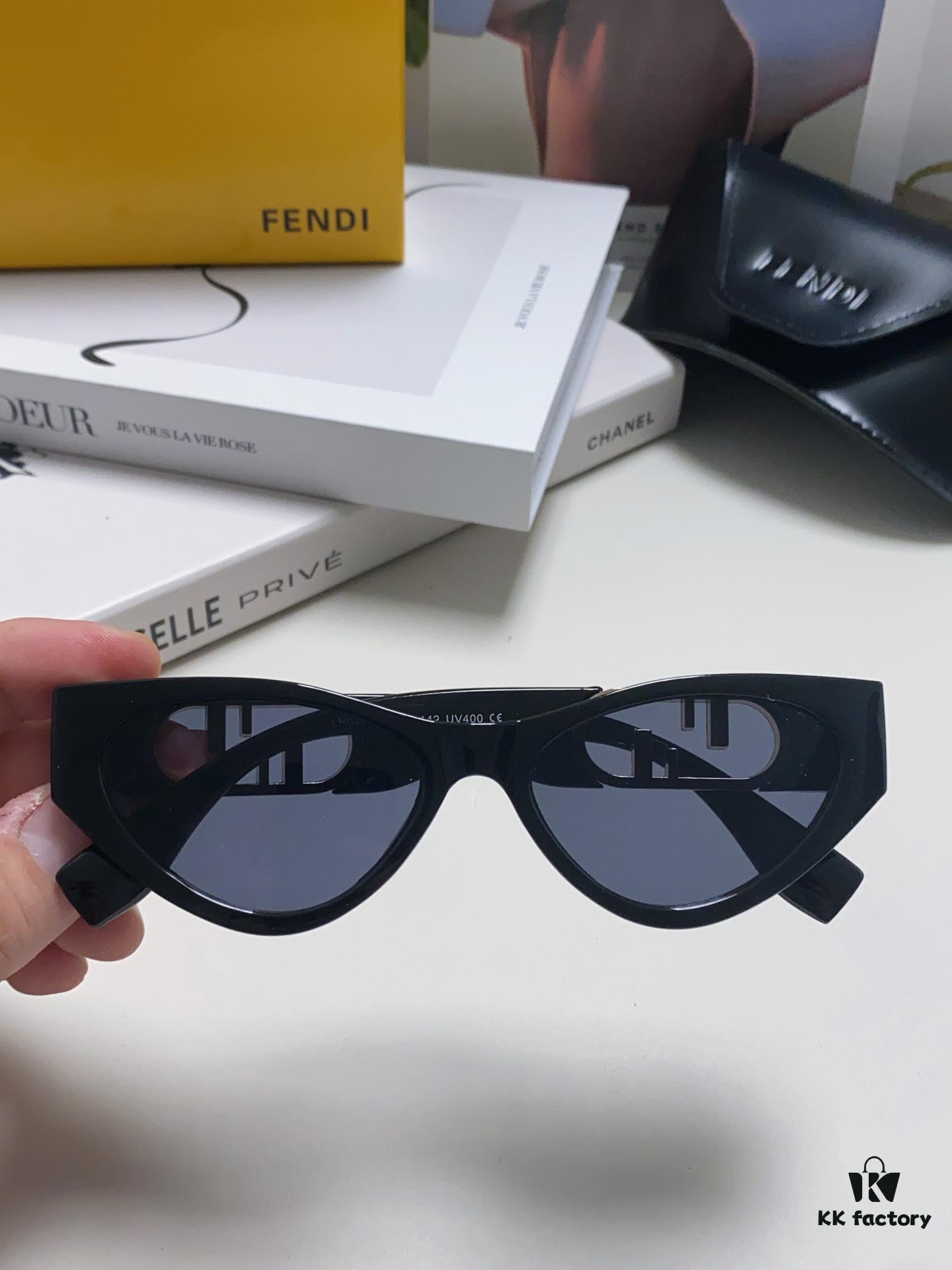 6931fd103a89a121ed54d6b3 Fendi Cat-Eye Sunglasses for Women, Fashionable Metal Logo Designer Shades, High-End Stylish and Versatile Sunglasses