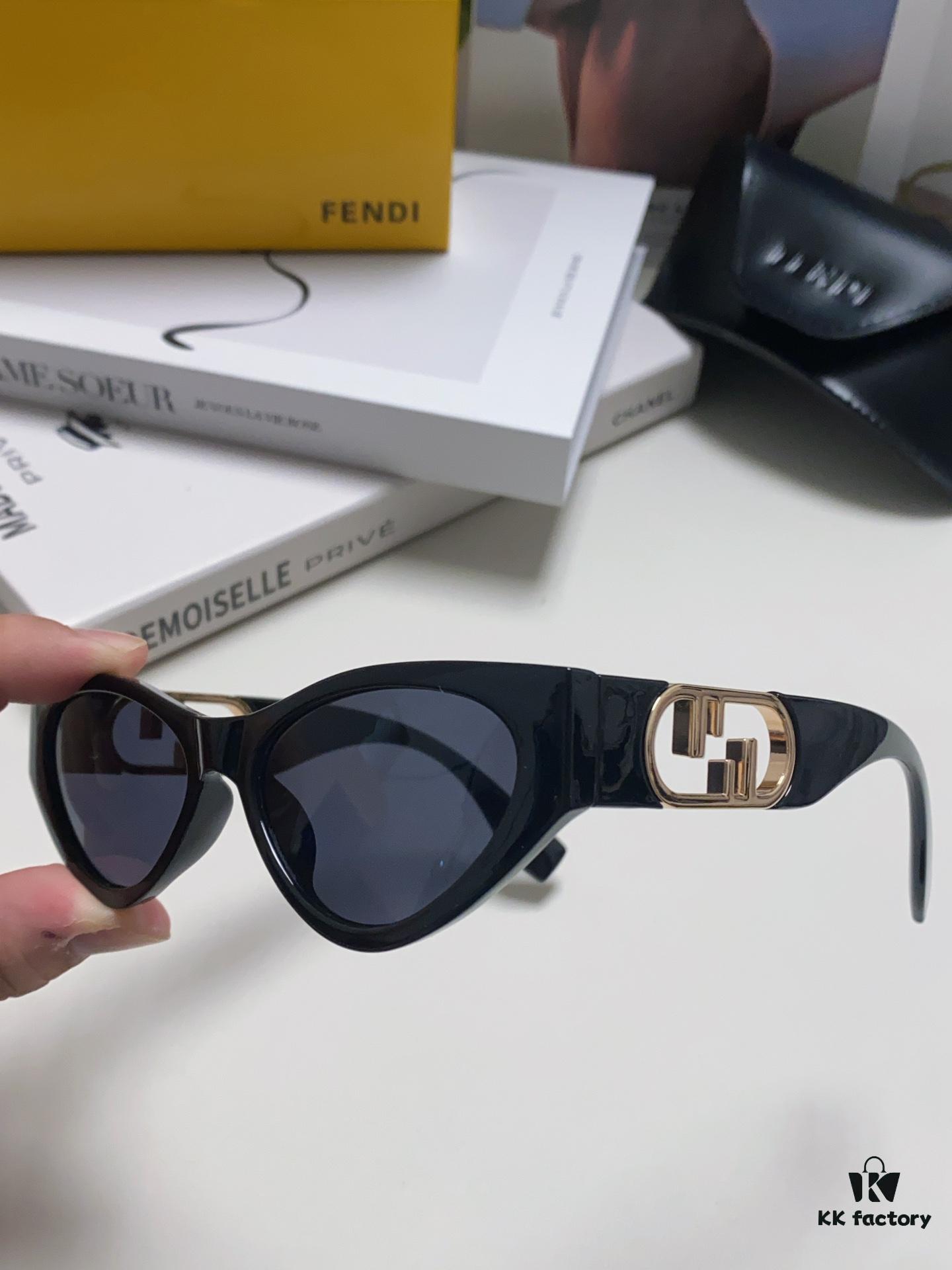 6931fd103a89a121ed54d6b5 Fendi Cat-Eye Sunglasses for Women, Fashionable Metal Logo Designer Shades, High-End Stylish and Versatile Sunglasses