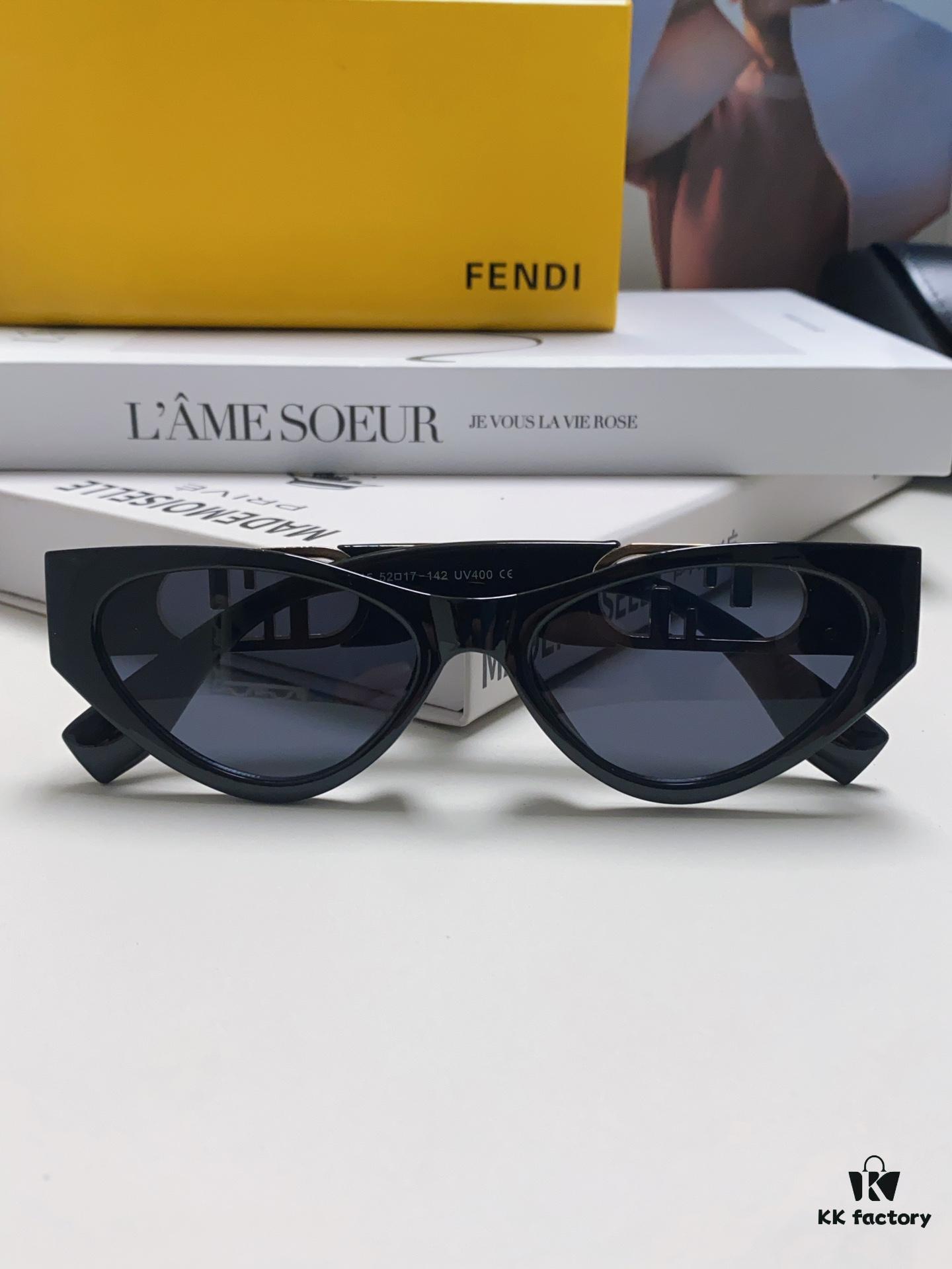 6931fd103a89a121ed54d6b6 Fendi Cat-Eye Sunglasses for Women, Fashionable Metal Logo Designer Shades, High-End Stylish and Versatile Sunglasses