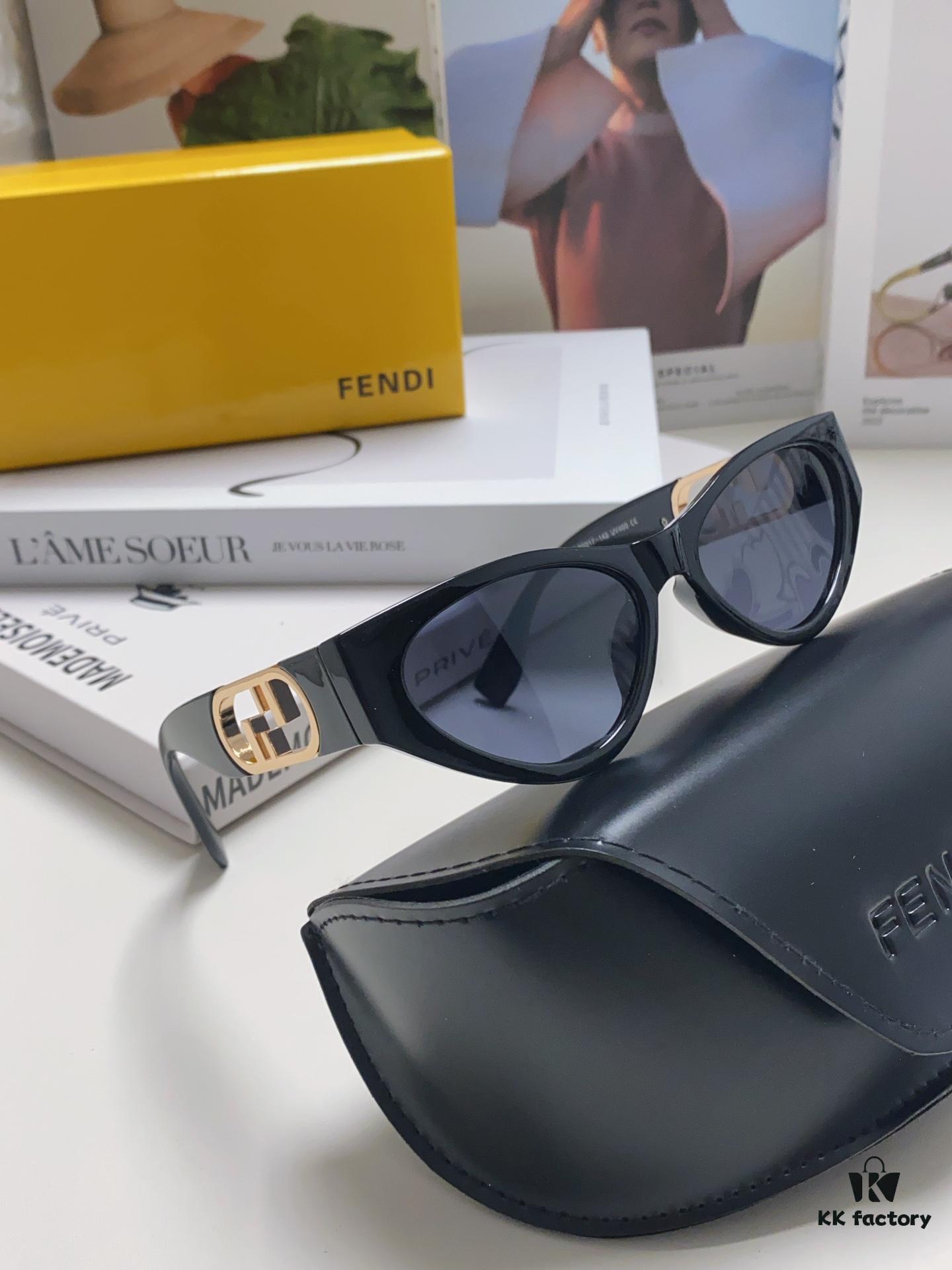 6931fd103a89a121ed54d6b7 Fendi Cat-Eye Sunglasses for Women, Fashionable Metal Logo Designer Shades, High-End Stylish and Versatile Sunglasses