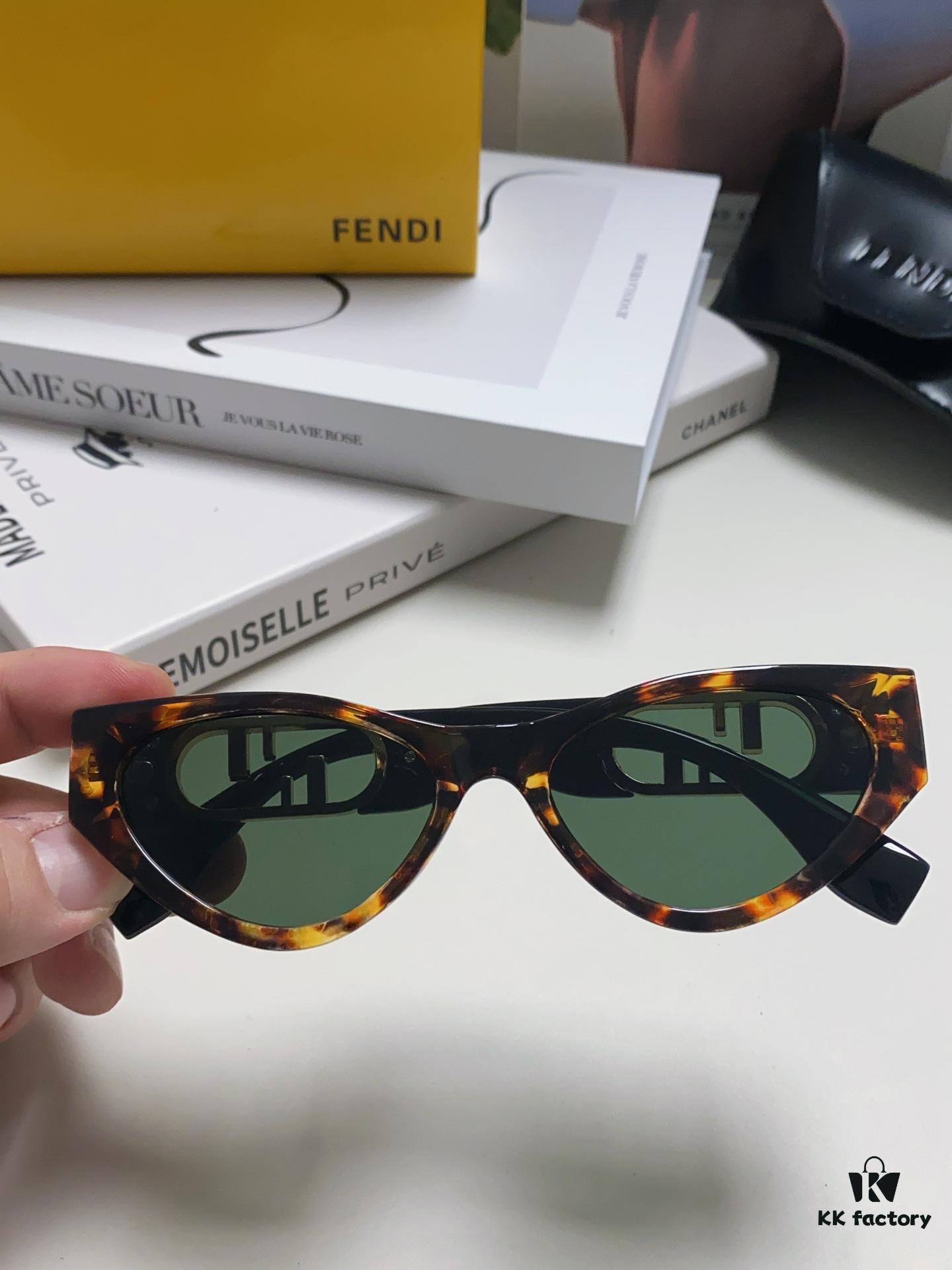 6931fd103a89a121ed54d6bd Fendi Cat-Eye Sunglasses for Women, Fashionable Metal Logo Designer Shades, High-End Stylish and Versatile Sun Glasses
