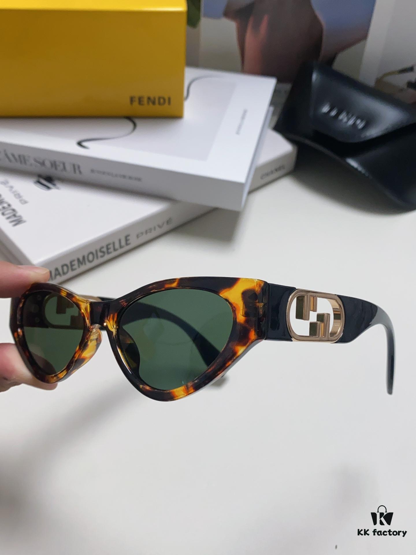 6931fd113a89a121ed54d6bf Fendi Cat-Eye Sunglasses for Women, Fashionable Metal Logo Designer Shades, High-End Stylish and Versatile Sun Glasses