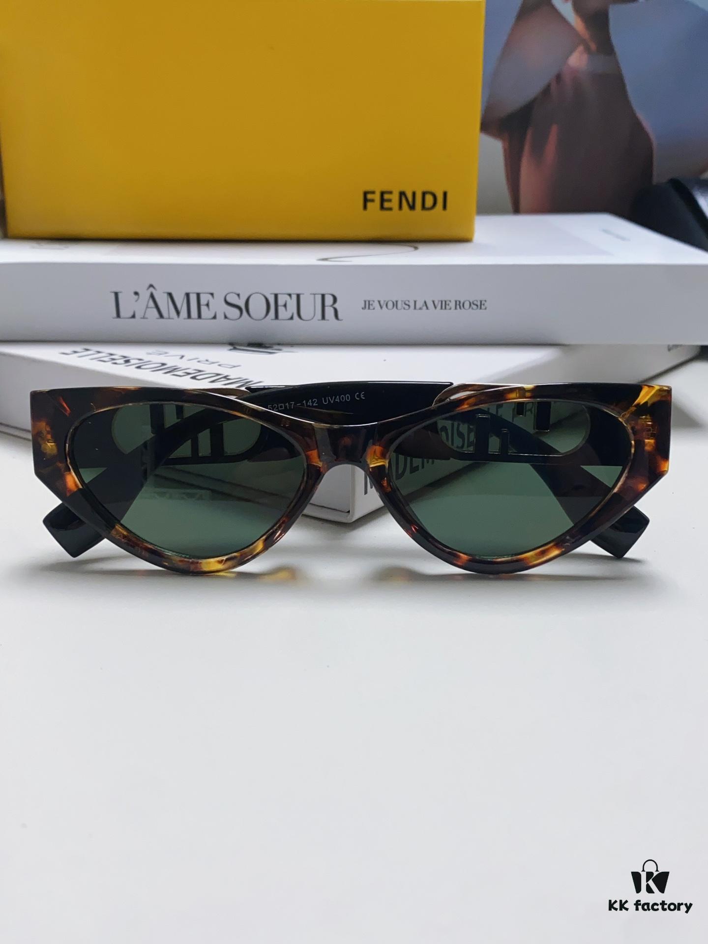 6931fd113a89a121ed54d6c0 Fendi Cat-Eye Sunglasses for Women, Fashionable Metal Logo Designer Shades, High-End Stylish and Versatile Sun Glasses