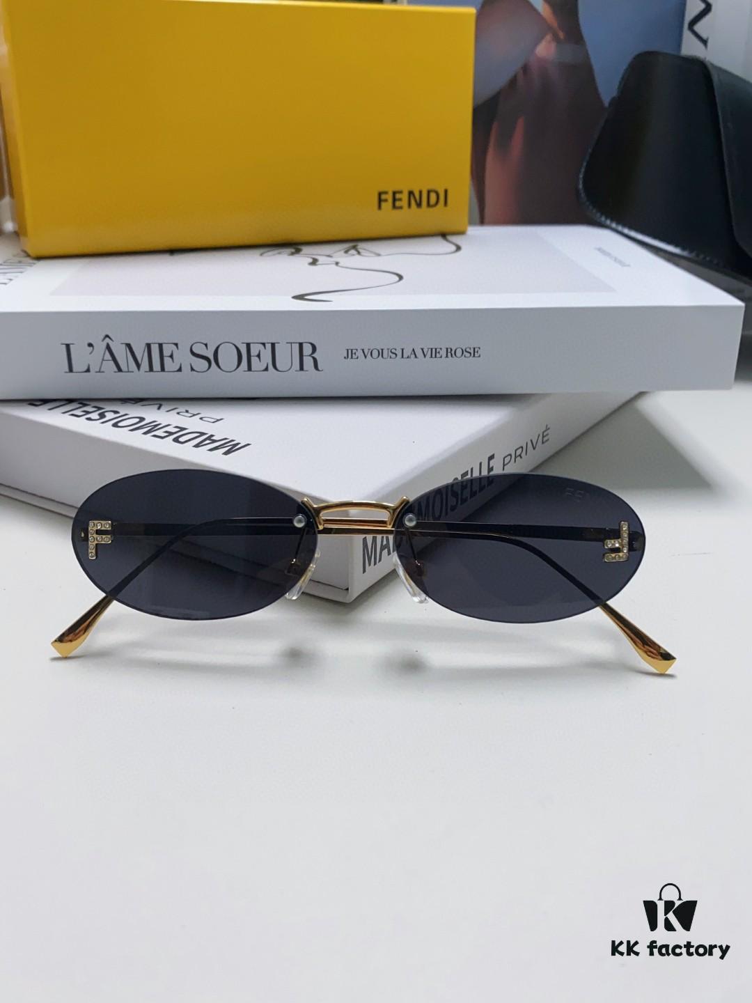 6931fd213a89a121ed54d792 Fendi 2024 New Arrival Metal Frameless Oval Sunglasses for Women, Fashionable and Stylish Unisex UV-Protective Sunglasses