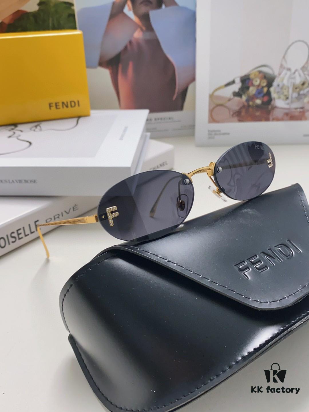 6931fd213a89a121ed54d793 Fendi 2024 New Arrival Metal Frameless Oval Sunglasses for Women, Fashionable and Stylish Unisex UV-Protective Sunglasses