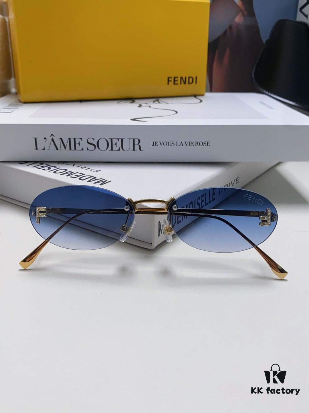 6931fd233a89a121ed54d7a6 Fendi 2024 New Arrival Metal Frameless Oval Sunglasses for Women, Stylish and Unique UV-Protective Sun Glasses Unisex