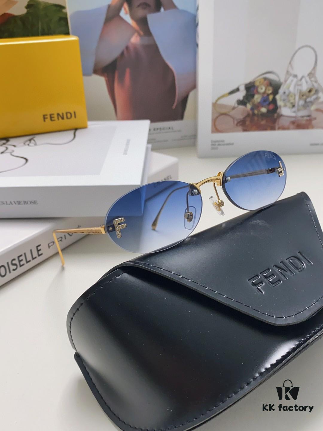 6931fd233a89a121ed54d7a7 Fendi 2024 New Arrival Metal Frameless Oval Sunglasses for Women, Stylish and Unique UV-Protective Sun Glasses Unisex