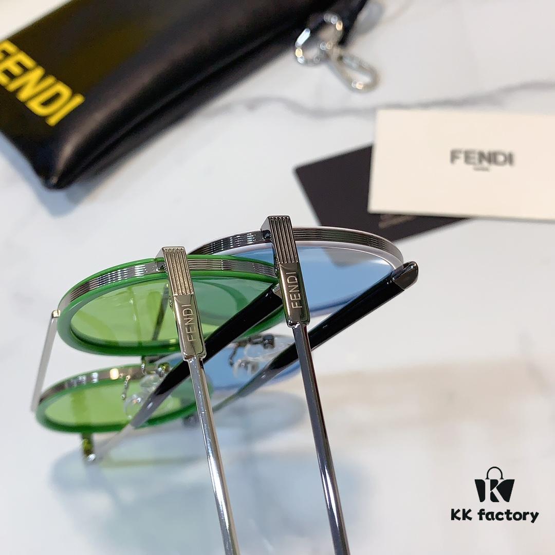 6931fd353a89a121ed54d899 FENDI Latest Official Website Synchronized FF 0025 Aviator Sunglasses Unisex Model Showcasing Brand Characteristics Dual-Tone Electroplated Frame Radiating Design High-Quality Original Order Cabinet Channel Goods Premium Details Visible Upon Close Inspection Suitable for All Face Shapes