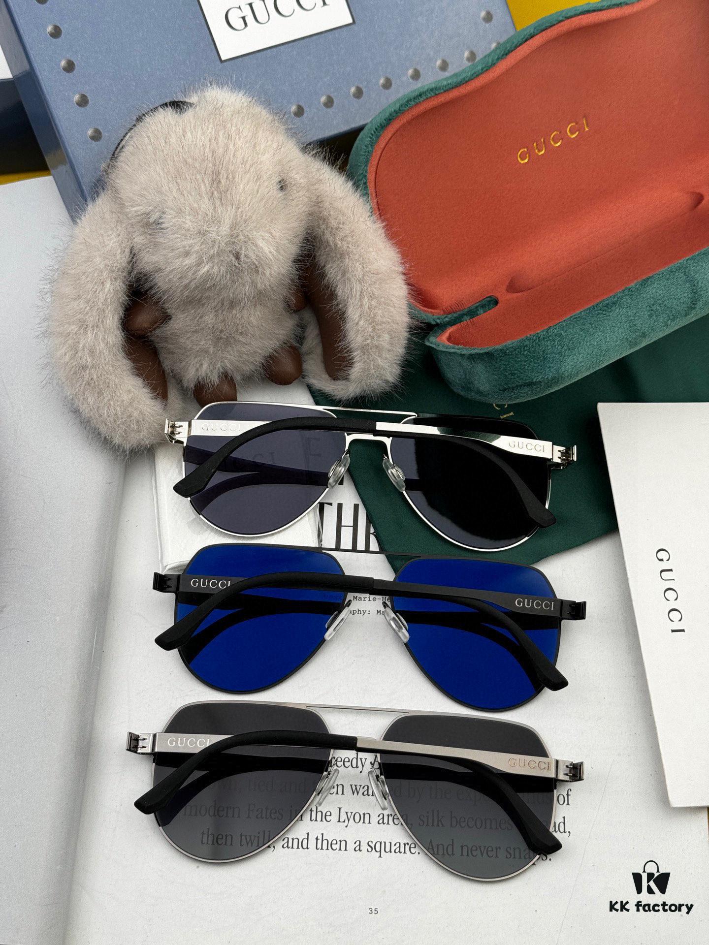 GUCCI 2025 New Unisex Polygonal Sunglasses G41805, Electroplated Finish, Non-Fading, Ultra-Lightweight and Highly Elastic Frame, Screw-Free Design, Unbreakable, HD Nylon Lenses, Premium Craftsmanship, Original Materials, Stylish and Versatile for Casual Wear