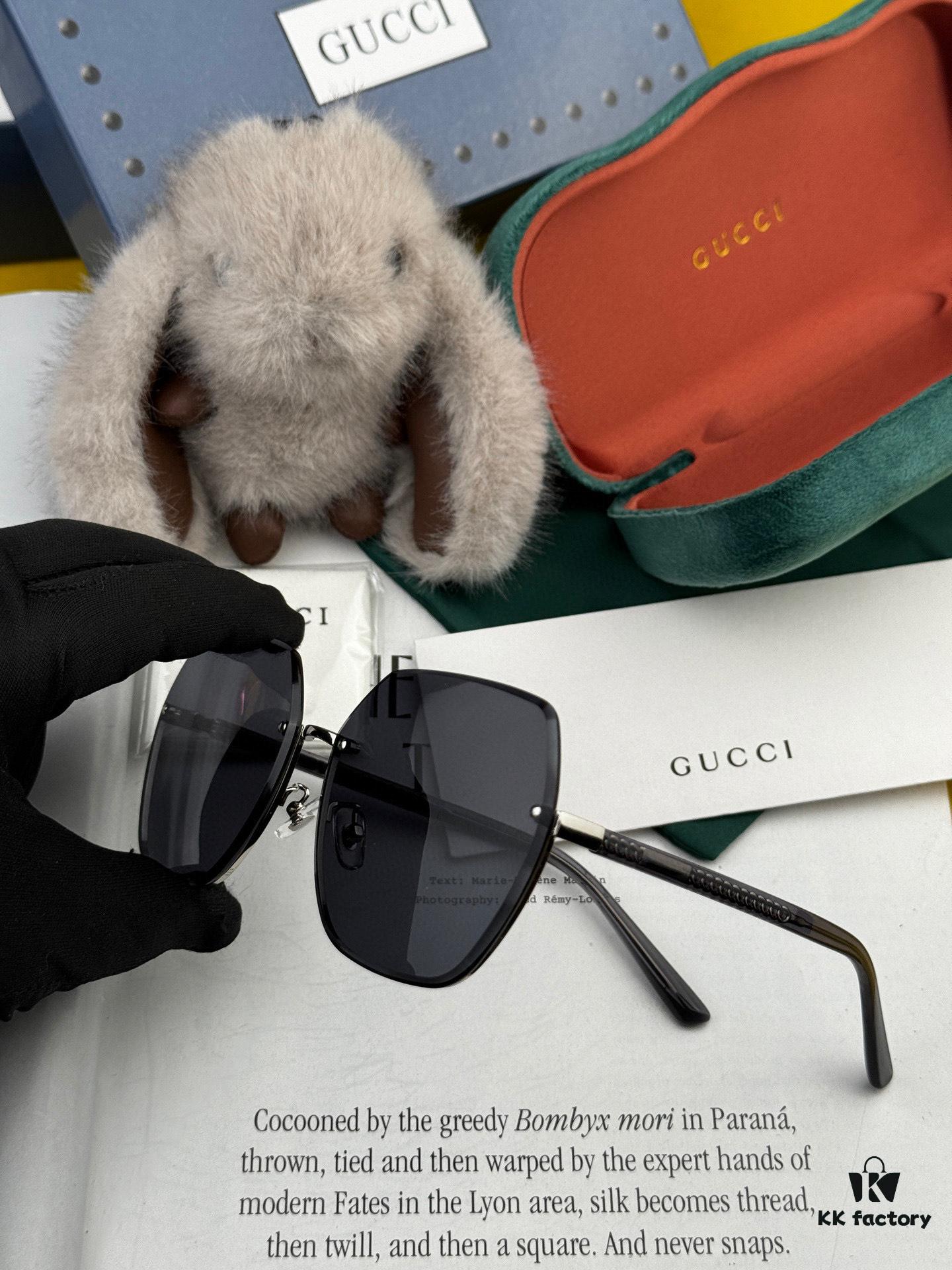6931fd9a3a89a121ed54dde1 GUCCI Nylon Polarized Unisex Sunglasses with Polygonal Design, Frameless Style, UV Protection, Model: G0638