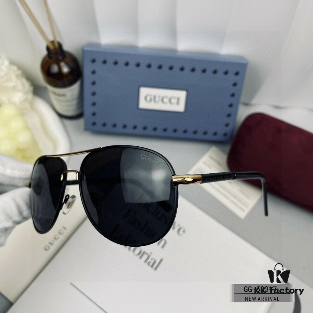 GUCCI Italy - Polarized Sunglasses with Polylite Lens, Lightweight Stainless Steel Frame, UV400 Protection, Stylish Driving Sunglasses Model 58317