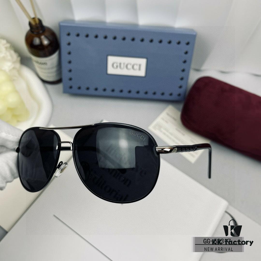 GUCCI Italy - Polarized Sunglasses with Polylite Lens, Lightweight Stainless Steel Frame, UV400 Protection, Stylish Driving Sunglasses Model 58317