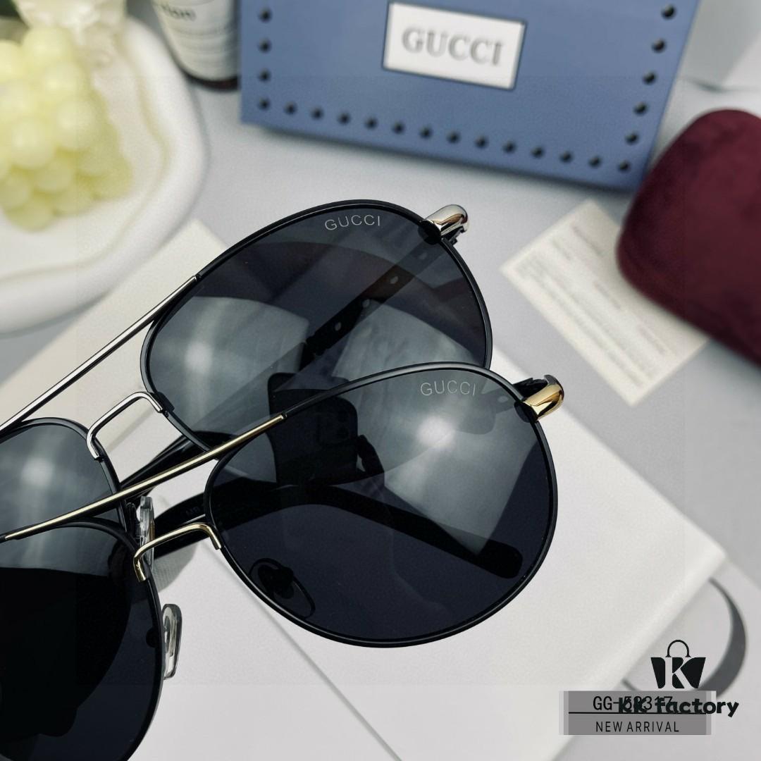 GUCCI Italy - Polarized Sunglasses with Polylite Lens, Lightweight Stainless Steel Frame, UV400 Protection, Stylish Driving Sunglasses Model 58317