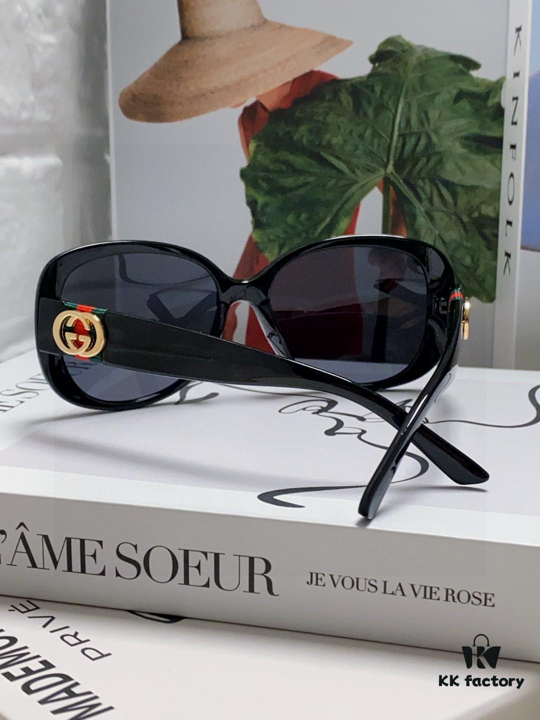 6931fdb23a89a121ed54df1a Gucci 2025 New Retro Thick-Rimmed Sunglasses for Women, Stylish Red and White Woven Band Classic Sun Glasses with UV Protection, Fashionable Eyewear for Long Faces