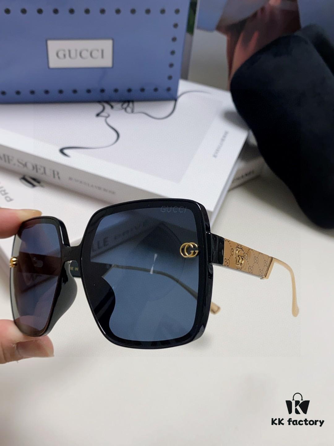 6931fdb43a89a121ed54df3b Gucci New Large-Frame Sunglasses for Women, Slimming Fashionable UV-Protective Square Sunglasses, Street-Style Vacation Eyewear