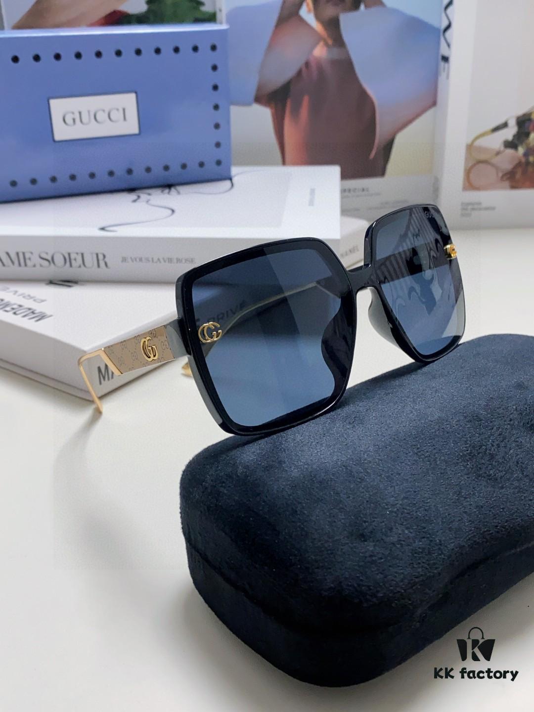 6931fdb43a89a121ed54df3d Gucci New Large-Frame Sunglasses for Women, Slimming Fashionable UV-Protective Square Sunglasses, Street-Style Vacation Eyewear
