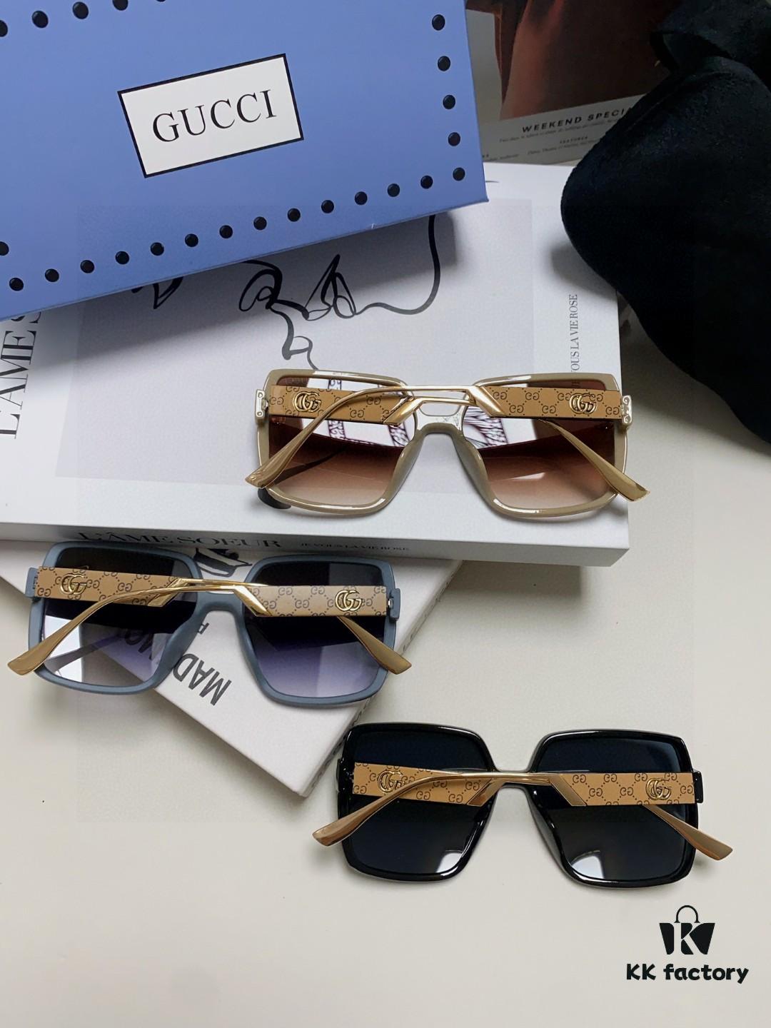 6931fdb53a89a121ed54df3e Gucci New Large-Frame Sunglasses for Women, Slimming Fashionable UV-Protective Square Sunglasses, Street-Style Vacation Eyewear