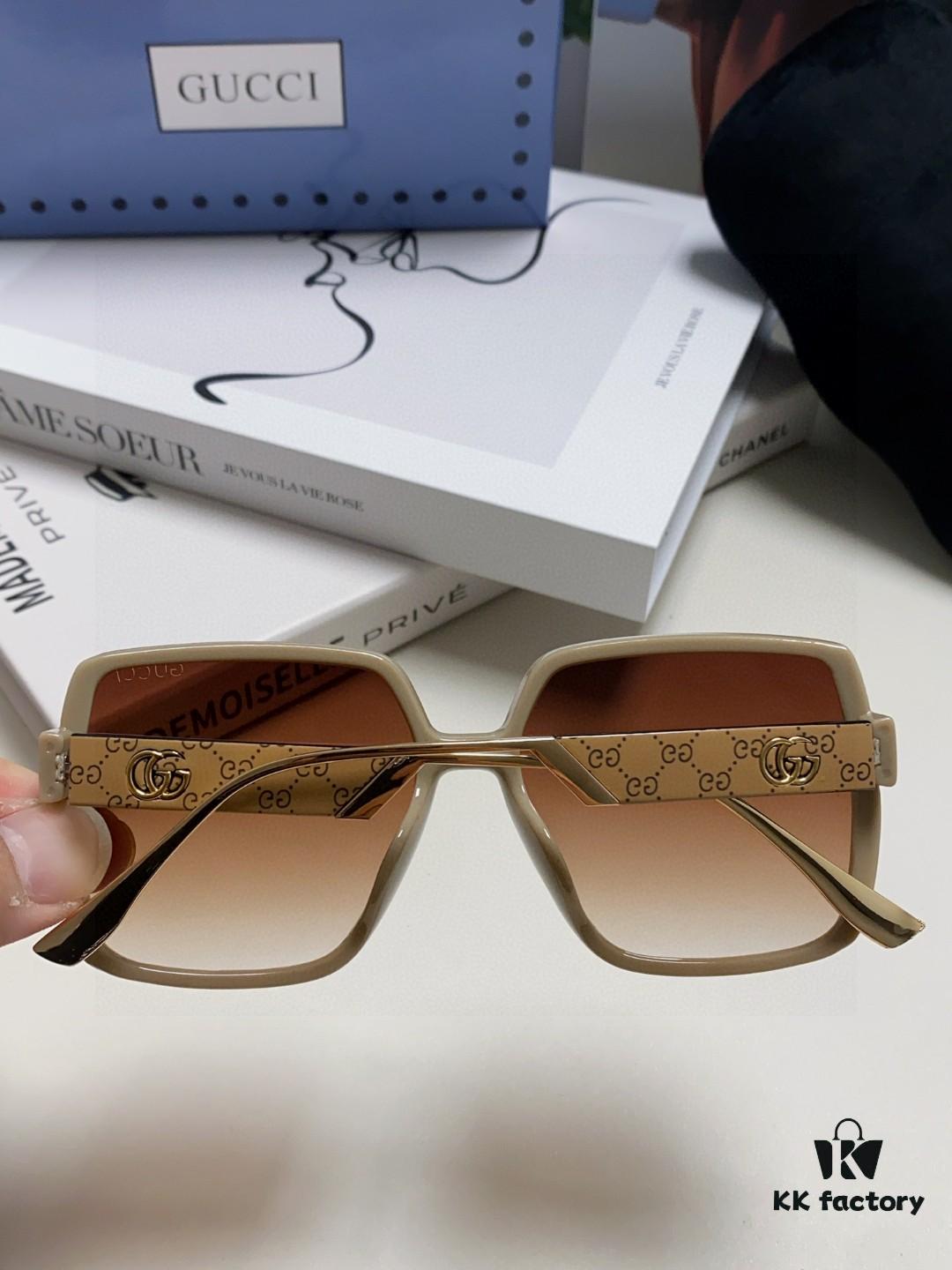 6931fdb63a89a121ed54df4e Gucci New Large-Frame Sunglasses for Women, Slimming Fashionable UV-Protection Square Sunglasses, Streetwear Style Vacation Eyewear