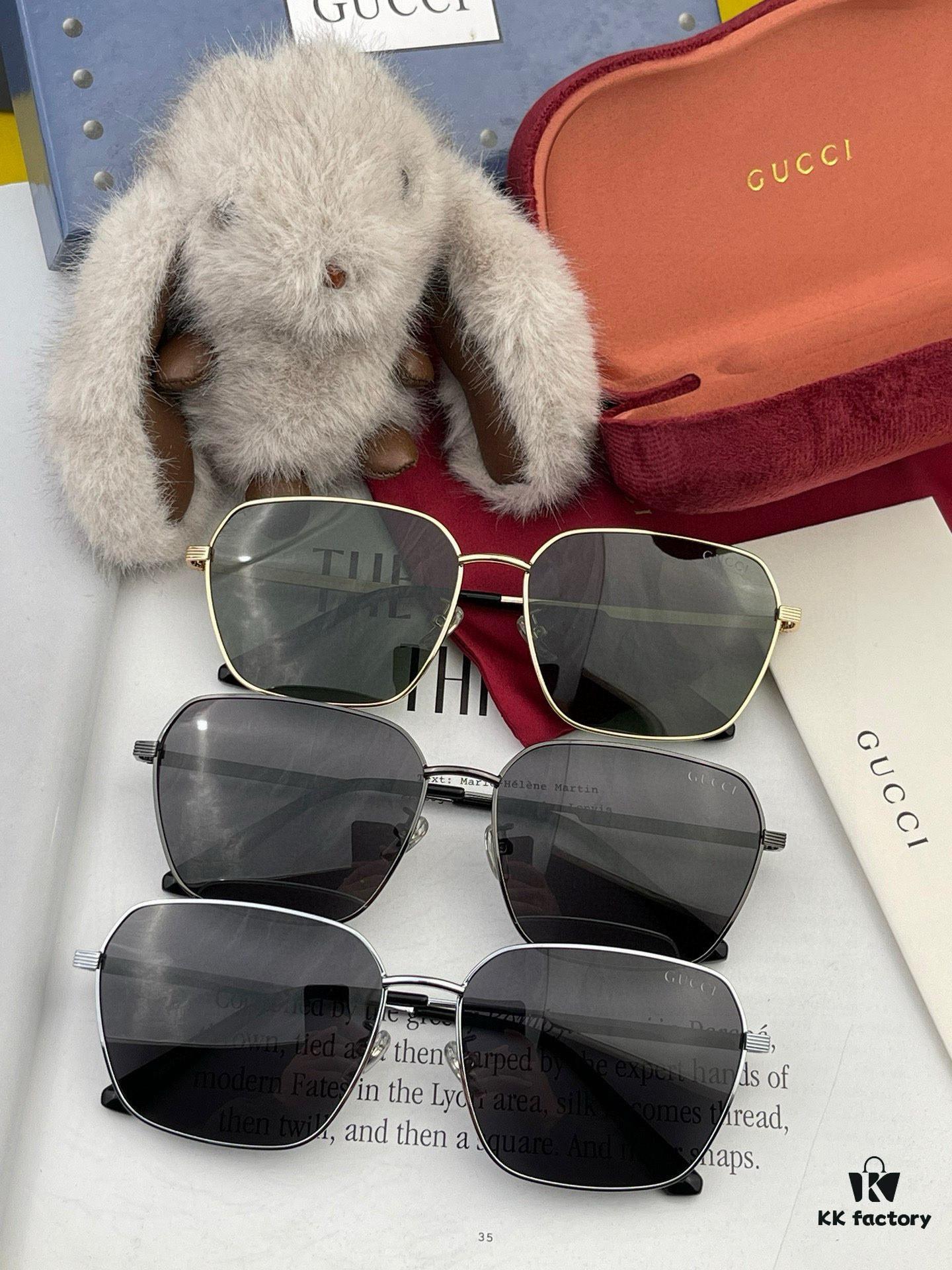 Gucci High-Quality Unisex Sunglasses, Polarized Pilot Style with Imported Polaroid Lenses, UV Protection, Fashionable Oversized Frame for Driving, Fishing, and Outdoor Use, Model: G9862