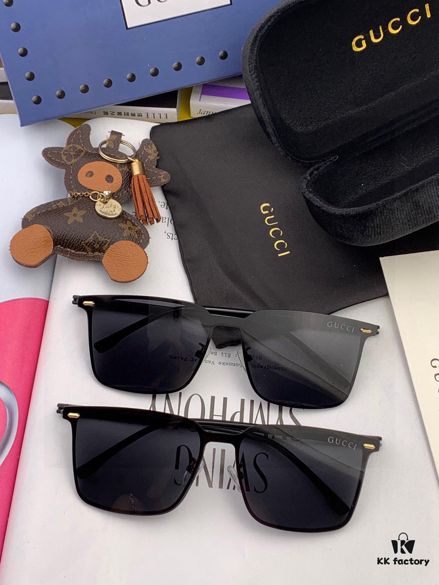 Gucci New Model One-Piece Driving Sunglasses, Celebrity Favorite, Unisex Aviator Sun Glasses