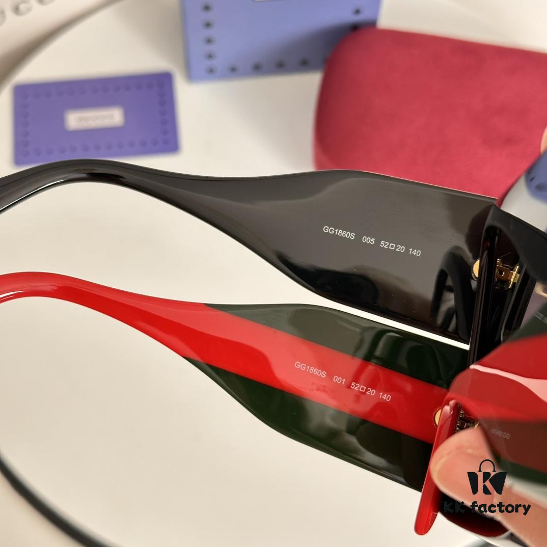 GUCCI GG1860S Sunglasses, 53-22-145, Glossy Black Acetate with Color-Injected Temples Featuring Gucci Logo