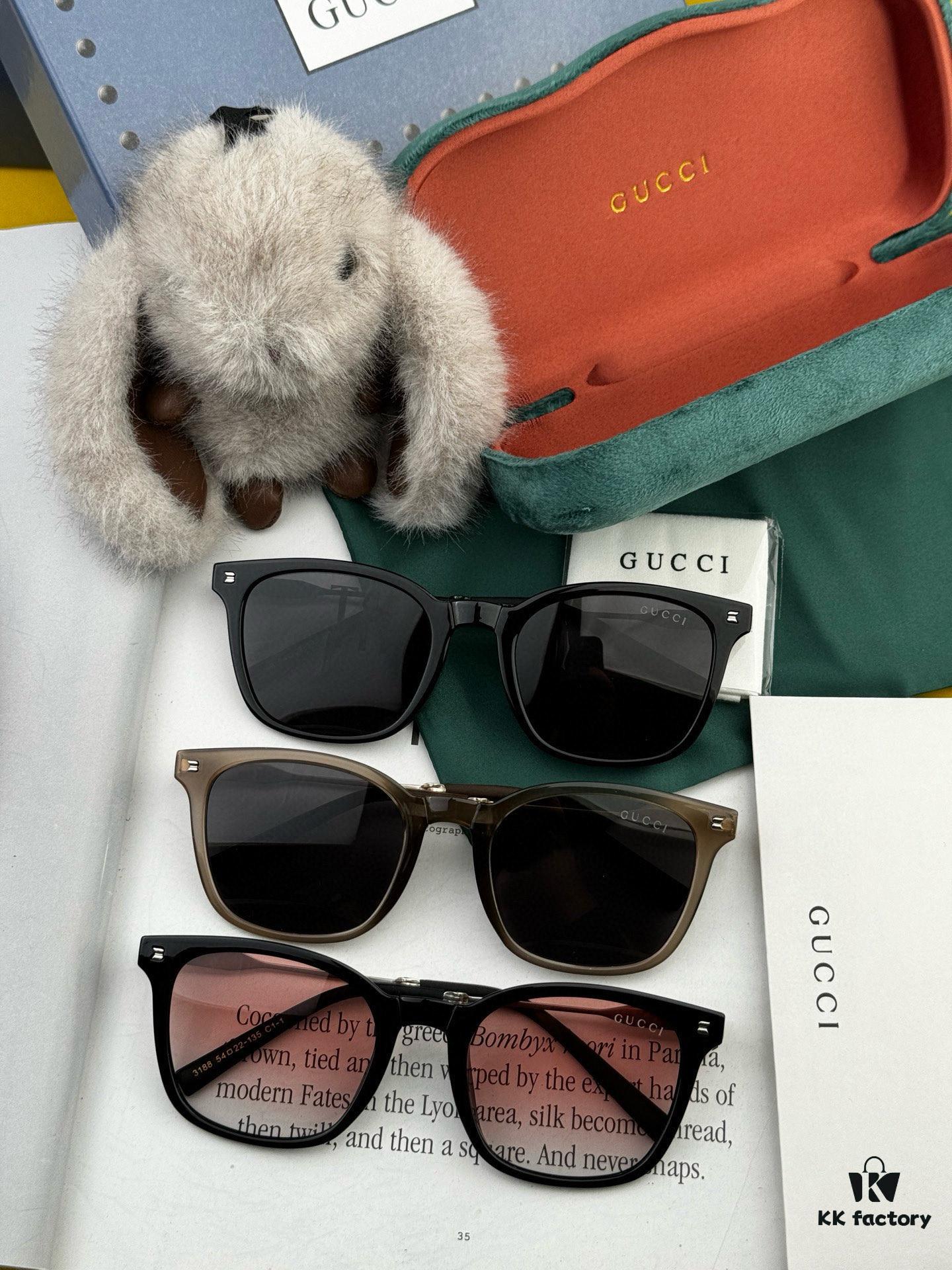 GUCCI 2025 Spring New Arrival Trendy Folding Square Polarized Sunglasses High Quality Comfortable Wear Influencer Style Sun Glasses Model: G8318