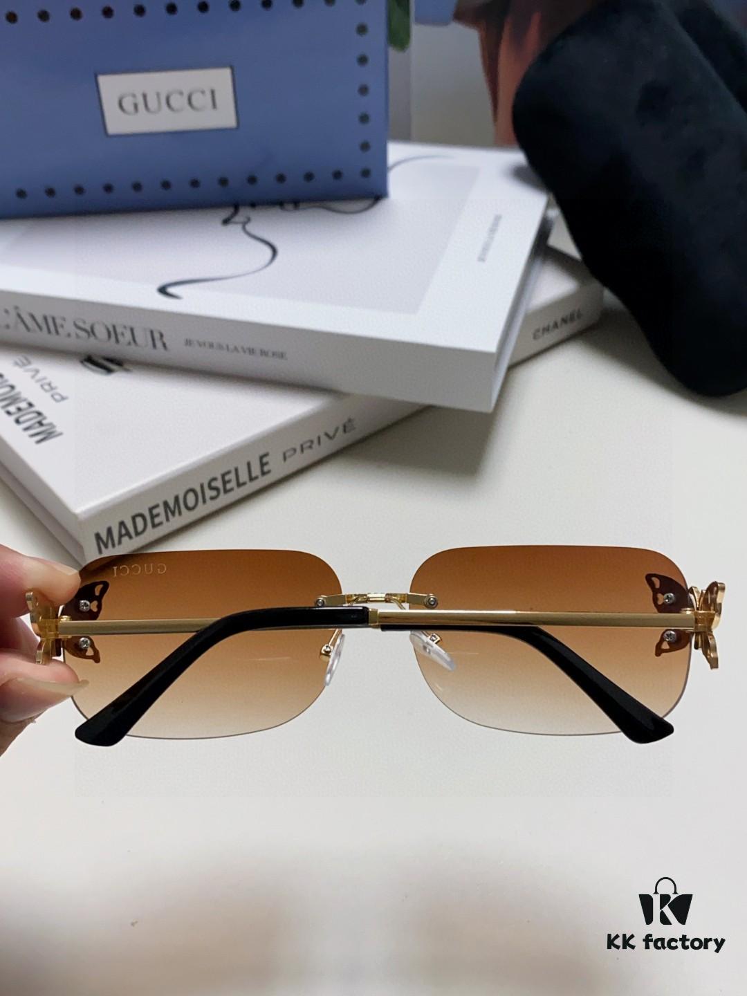 6931fe423a89a121ed54e677 Gucci Rhinestone-Embellished Butterfly Unisex Frameless Sunglasses for Women, Stylish and Fashionable Retro Sun Glasses