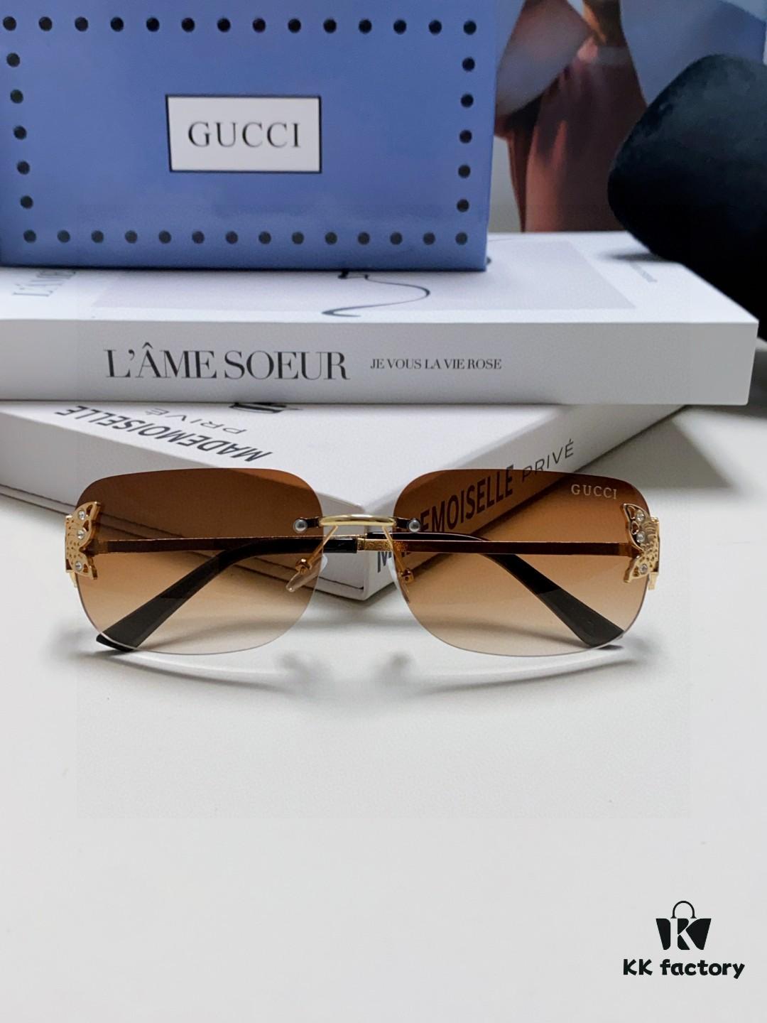 6931fe433a89a121ed54e679 Gucci Rhinestone-Embellished Butterfly Unisex Frameless Sunglasses for Women, Stylish and Fashionable Retro Sun Glasses