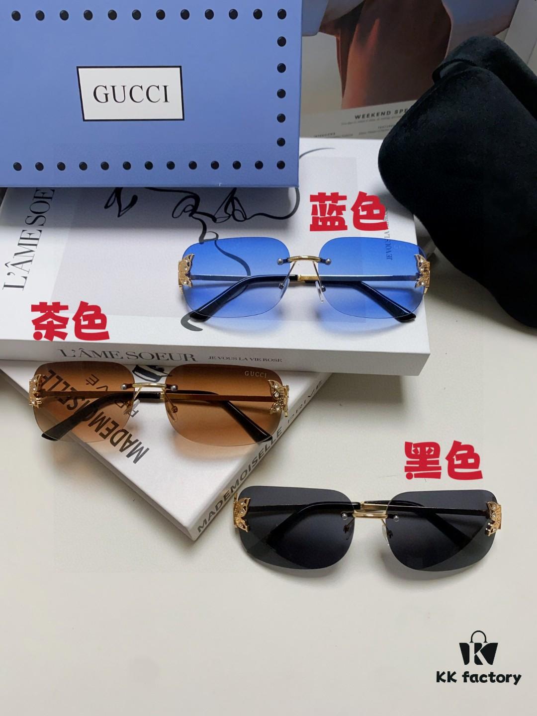 6931fe433a89a121ed54e67c Gucci Rhinestone-Embellished Butterfly Unisex Frameless Sunglasses for Women, Stylish and Fashionable Retro Sun Glasses