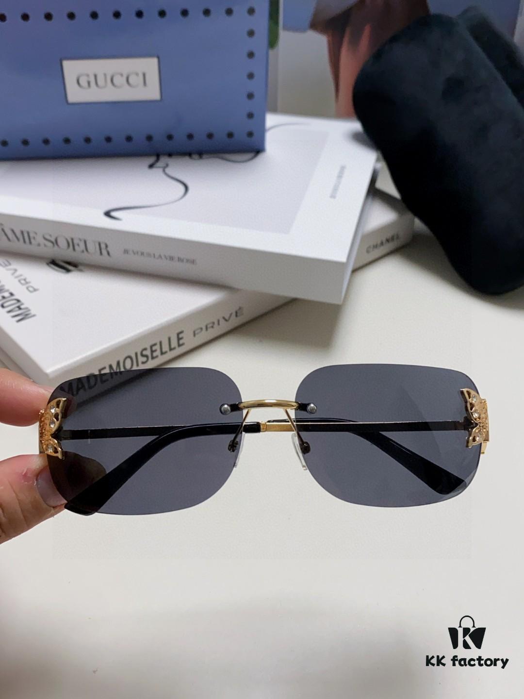 6931fe433a89a121ed54e680 Gucci Rhinestone-Embellished Butterfly Unisex Frameless Sunglasses for Women, Trendy and Stylish Retro Fashion Lady's Best-Selling Eyewear