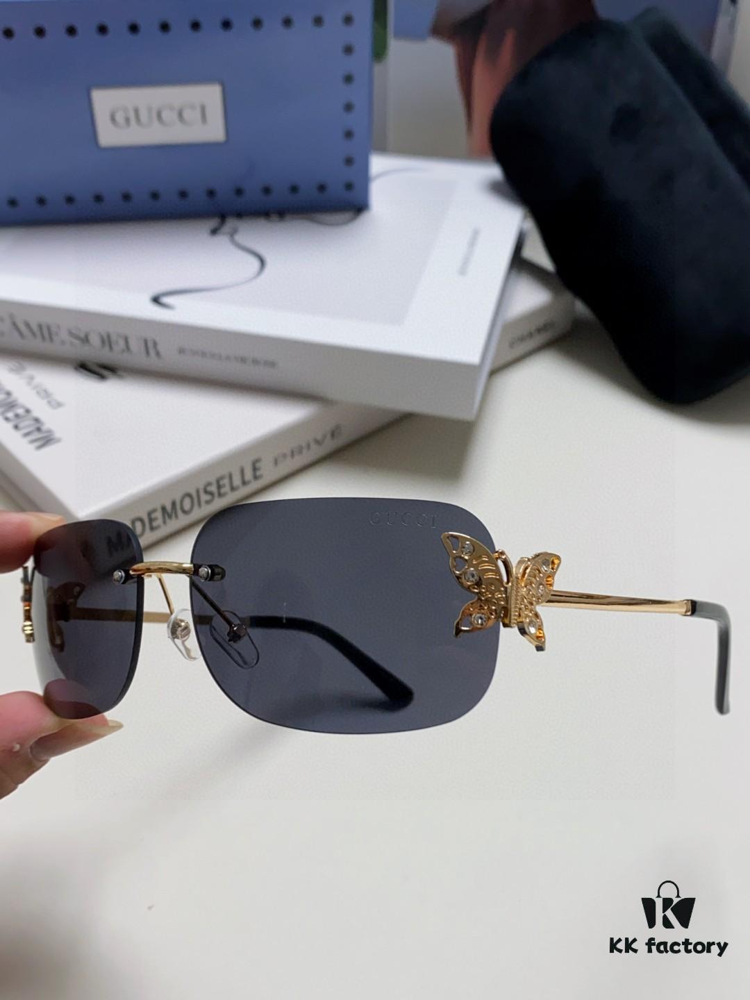 6931fe433a89a121ed54e682 Gucci Rhinestone-Embellished Butterfly Unisex Frameless Sunglasses for Women, Trendy and Stylish Retro Fashion Lady's Best-Selling Eyewear