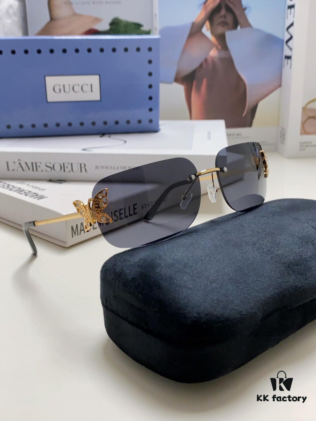 6931fe433a89a121ed54e684 Gucci Rhinestone-Embellished Butterfly Unisex Frameless Sunglasses for Women, Trendy and Stylish Retro Fashion Lady's Best-Selling Eyewear