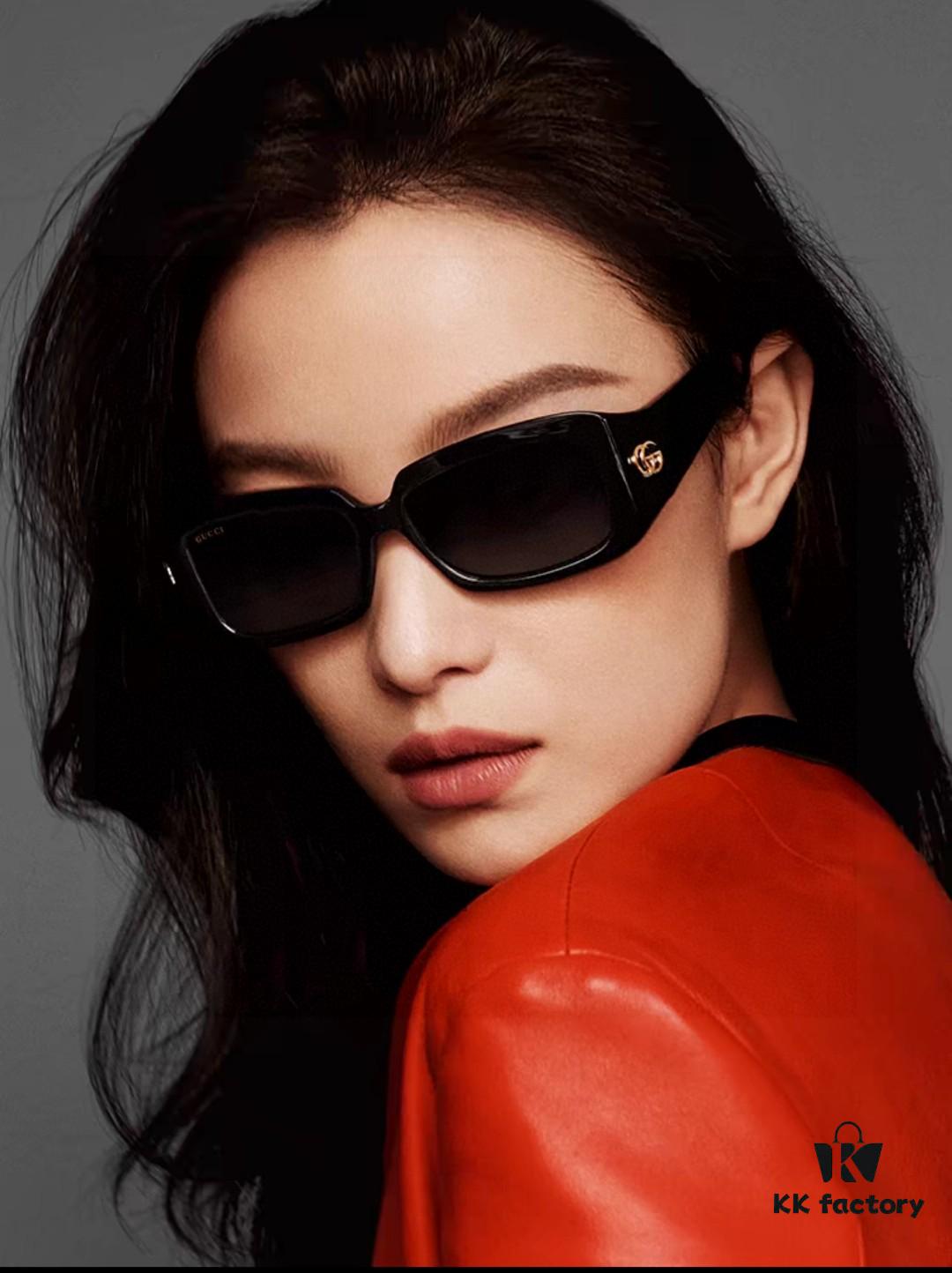6931fe493a89a121ed54e6c7 Gucci 2025 New Arrival Unisex Black Rectangular Acetate Sunglasses with Dual Side Logo, Trendy and Comfortable Oversized Sun Glasses