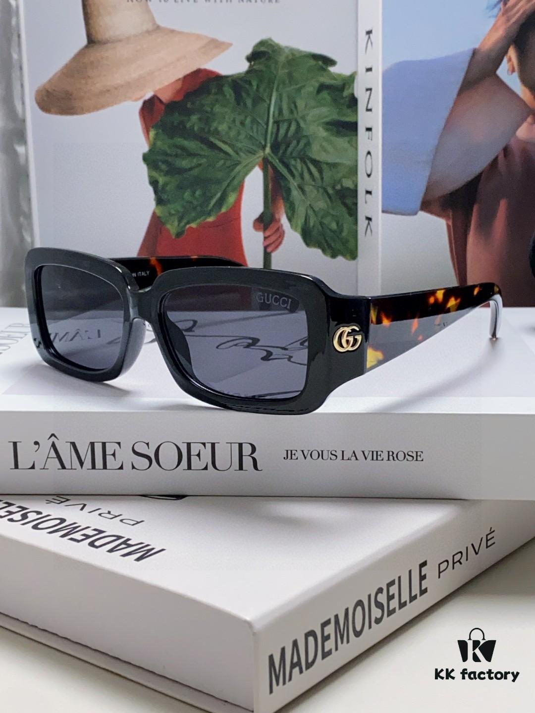 6931fe493a89a121ed54e6c8 Gucci 2025 New Arrival Unisex Black Rectangular Acetate Sunglasses with Dual Side Logo, Trendy and Comfortable Oversized Sun Glasses