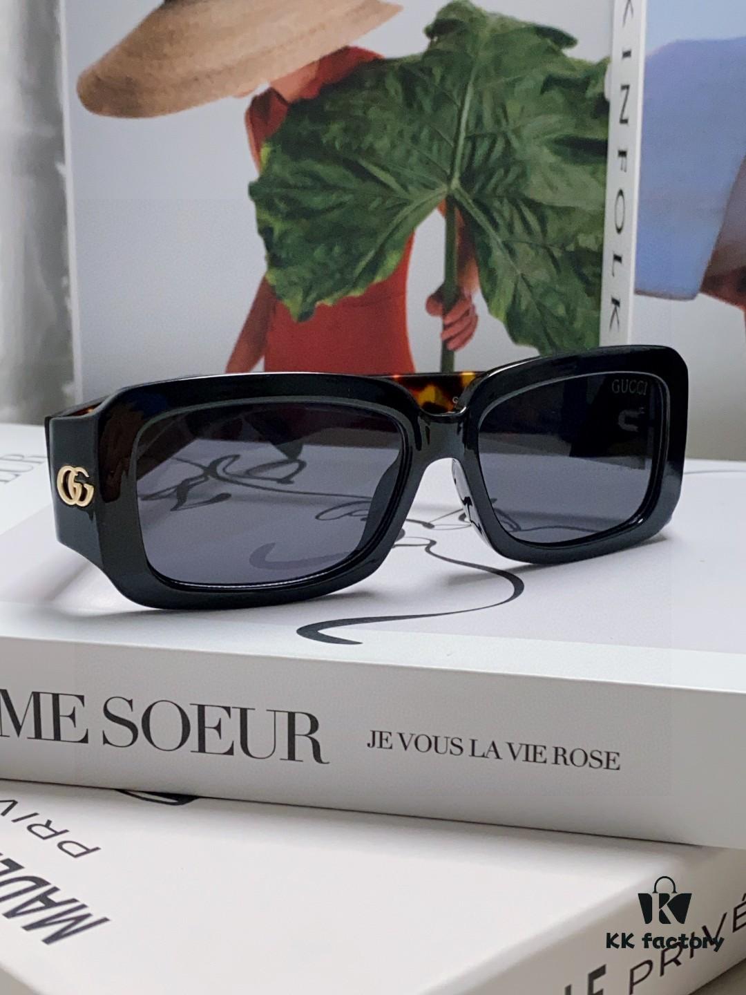 6931fe493a89a121ed54e6c9 Gucci 2025 New Arrival Unisex Black Rectangular Acetate Sunglasses with Dual Side Logo, Trendy and Comfortable Oversized Sun Glasses