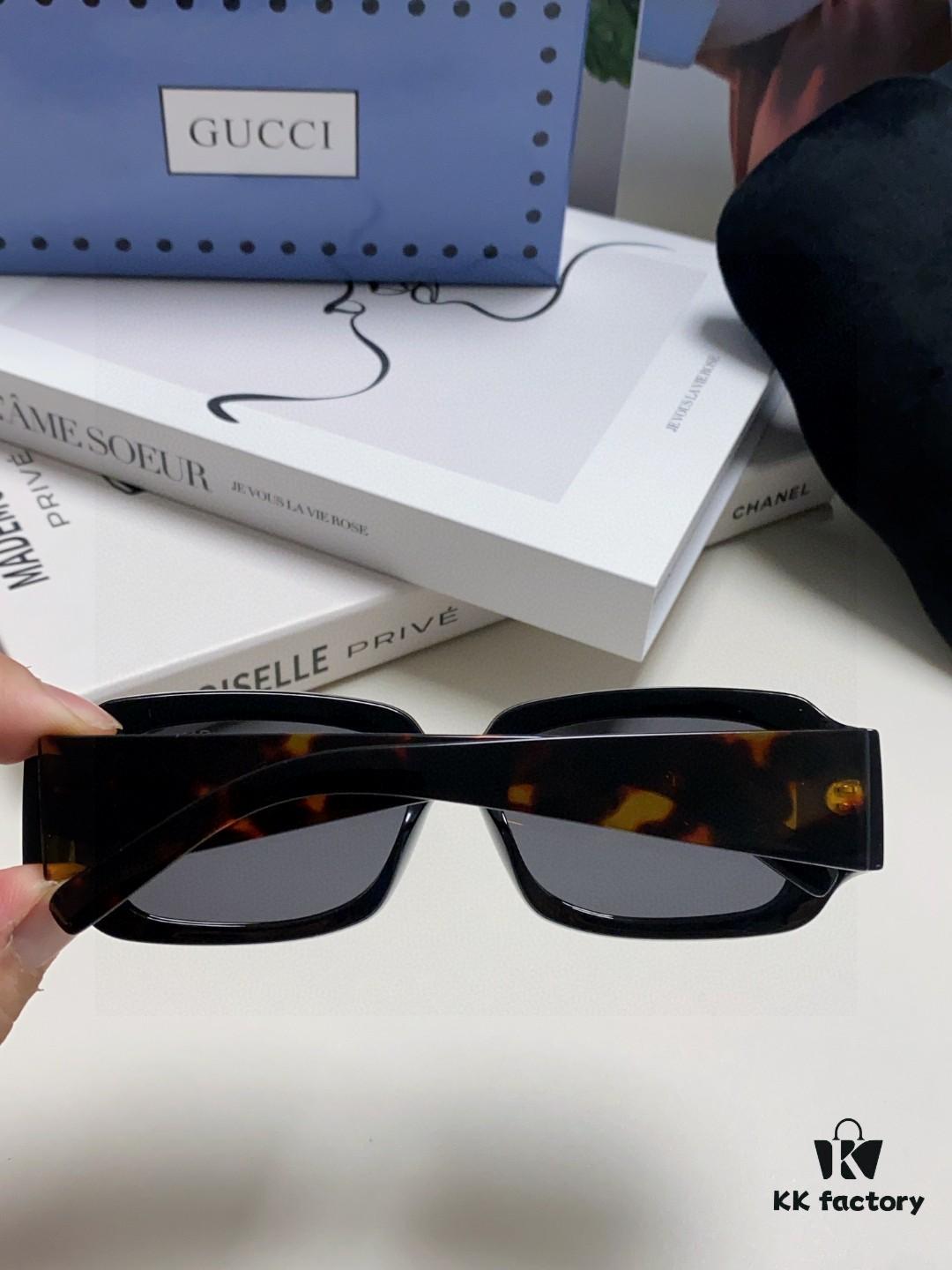 6931fe493a89a121ed54e6cc Gucci 2025 New Arrival Unisex Black Rectangular Acetate Sunglasses with Dual Side Logo, Trendy and Comfortable Oversized Sun Glasses