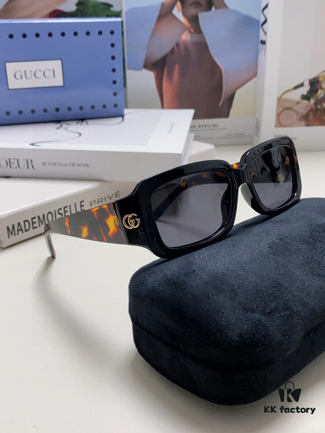 6931fe493a89a121ed54e6cf Gucci 2025 New Arrival Unisex Black Rectangular Acetate Sunglasses with Dual Side Logo, Trendy and Comfortable Oversized Sun Glasses