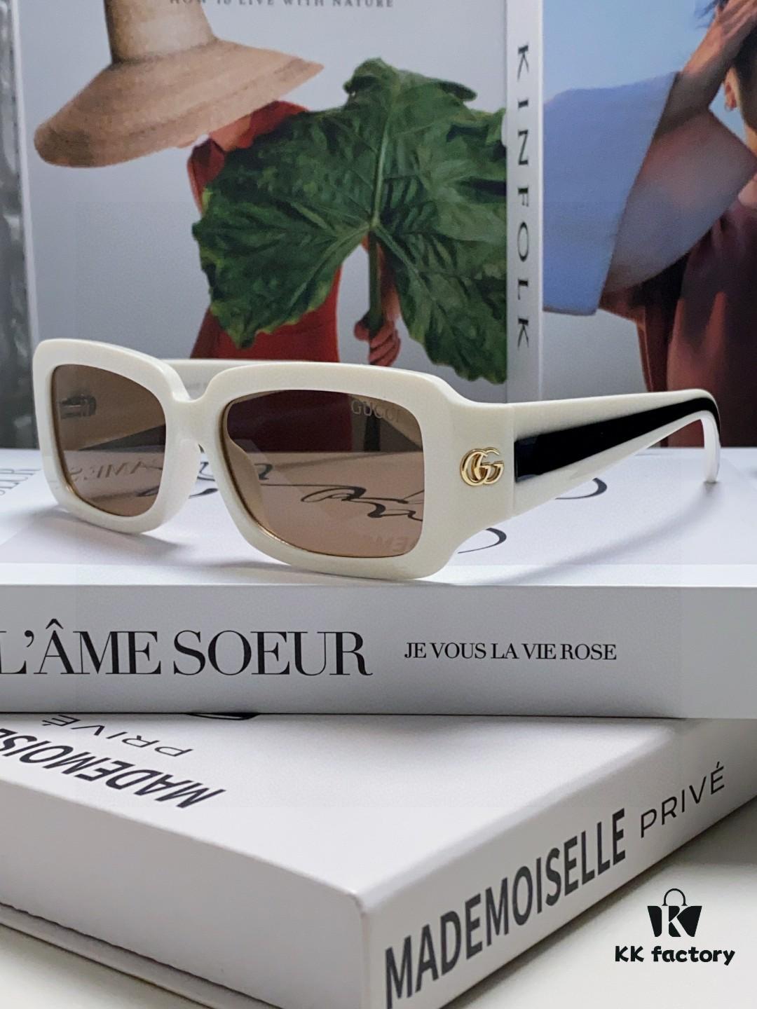6931fe4a3a89a121ed54e6dc Gucci 2025 New Arrival Unisex Black Rectangular Acetate Sunglasses with Dual Side Logo, Trendy and Comfortable Oversized Sun Glasses